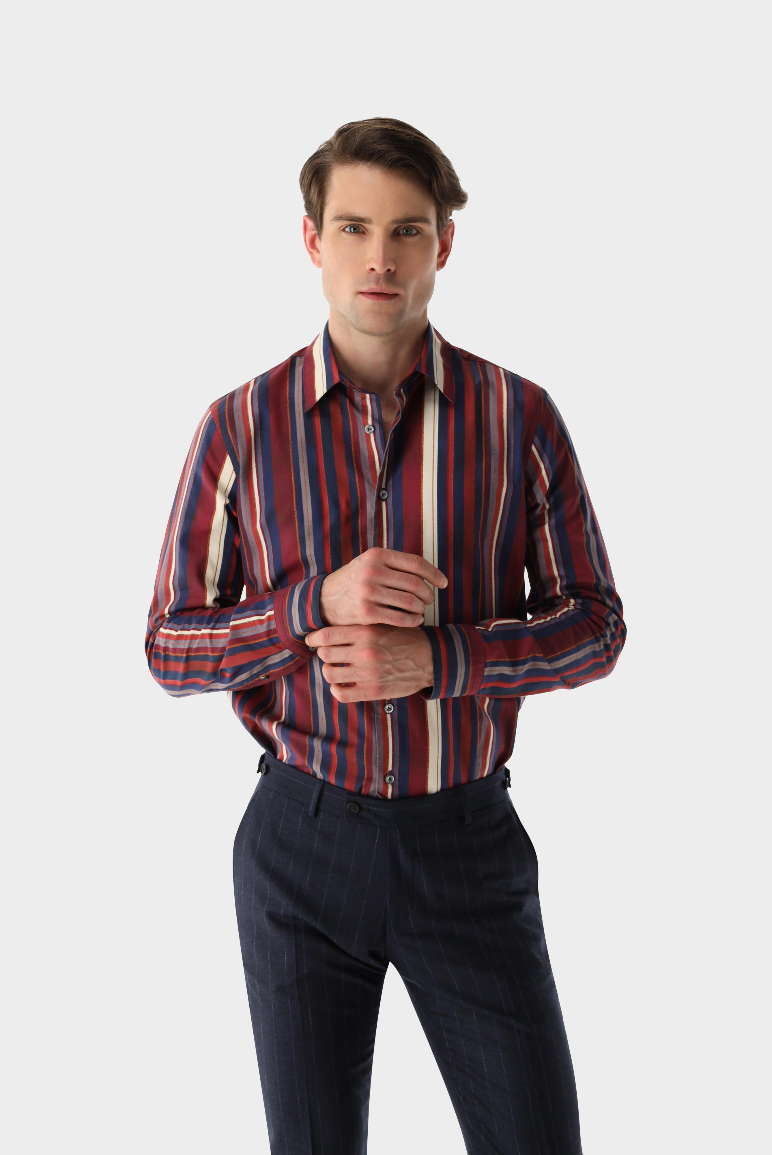 Twill Hemd mit Streifen Slim Fit