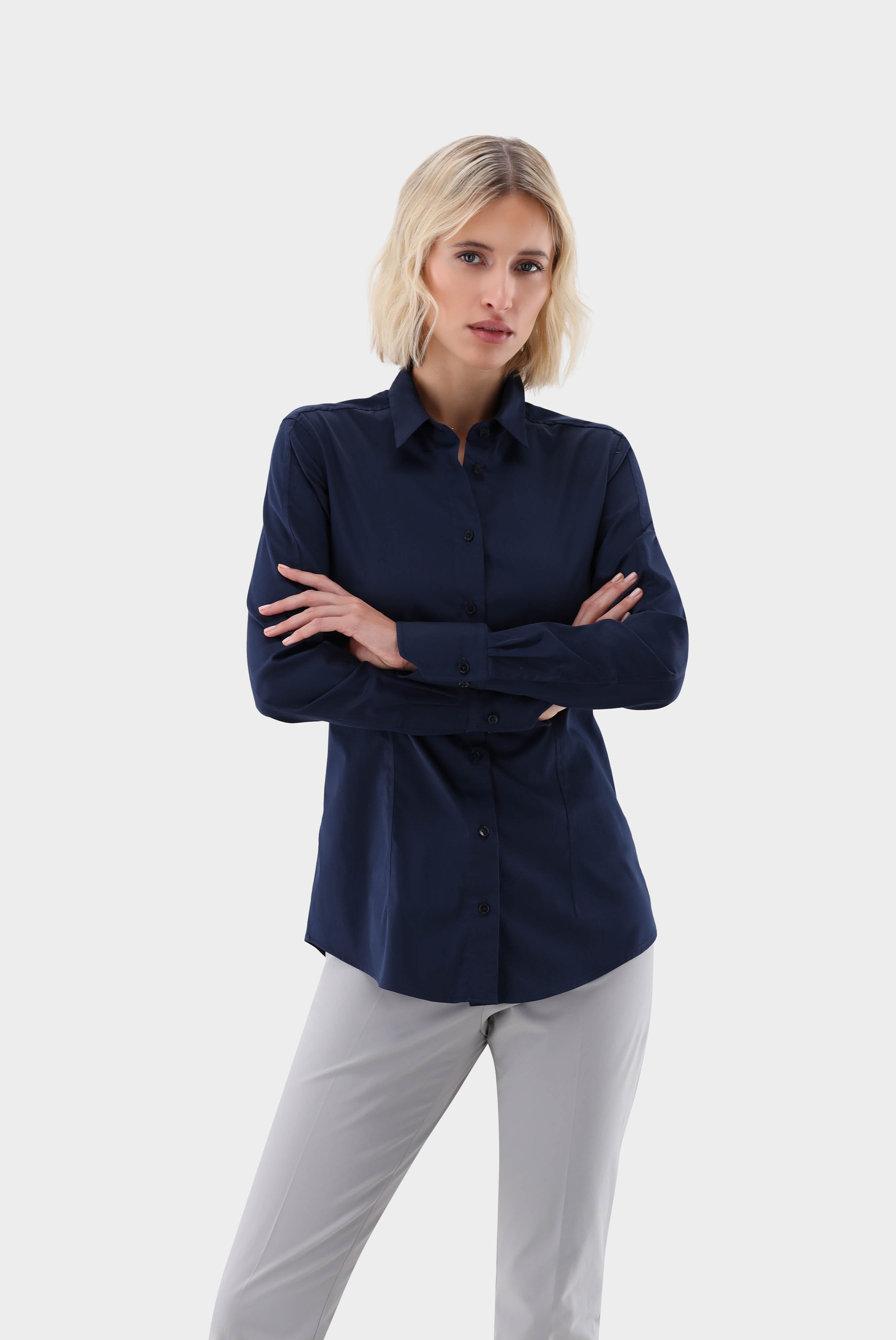 Hemdbluse mit Stretch Slim Fit