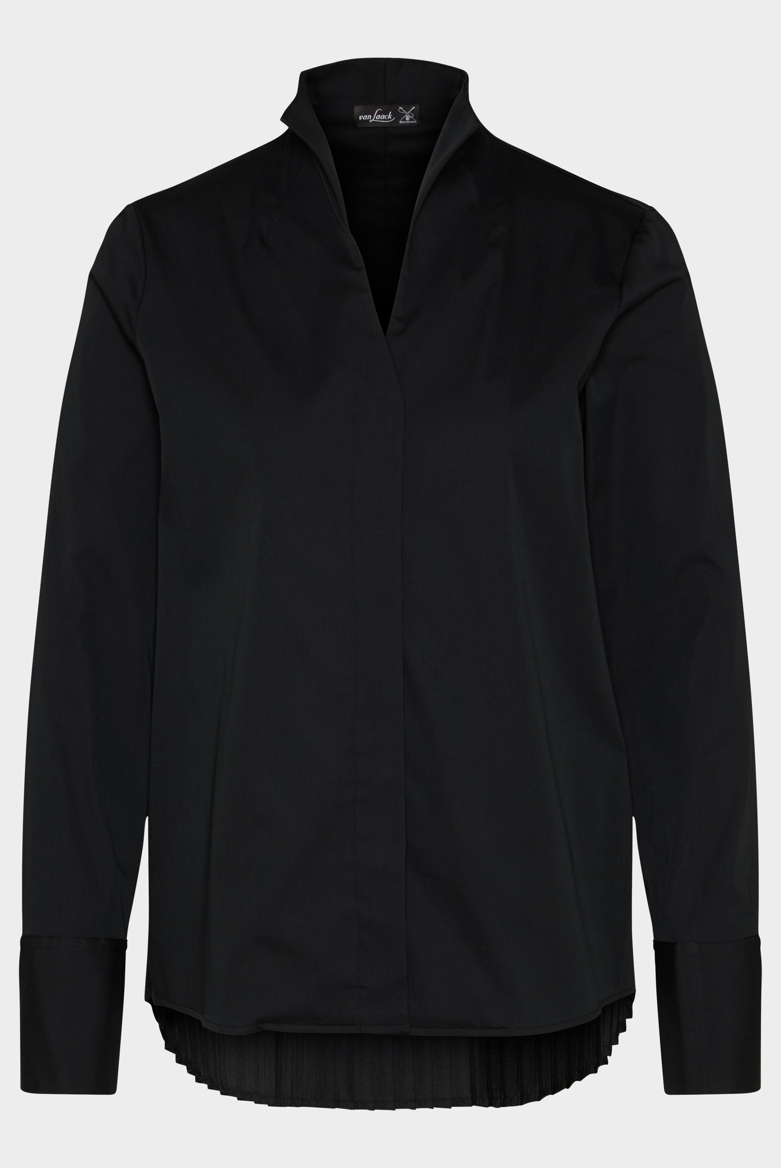 Satin stand-up collar blouse, white