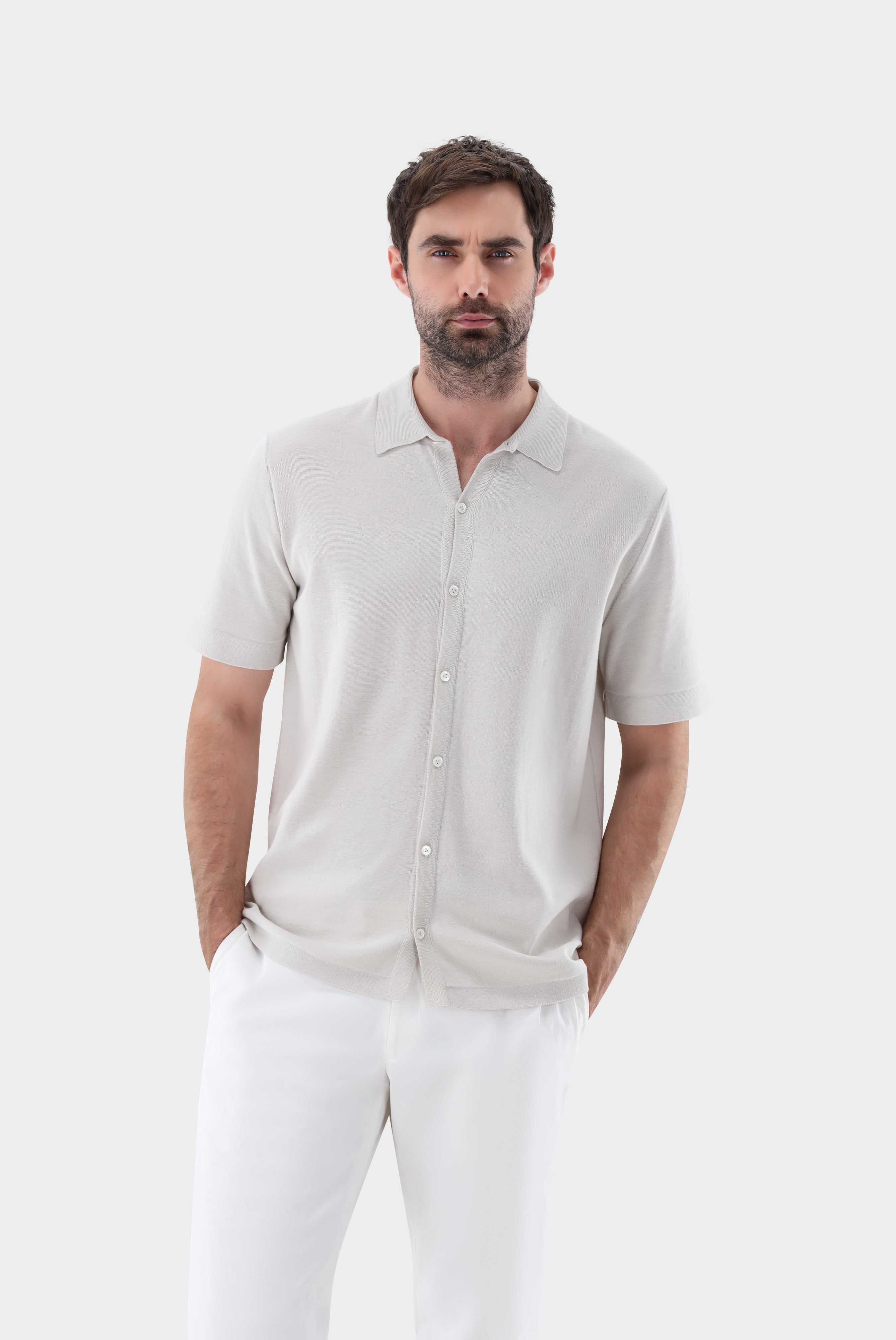 Van Laack-Kurzarm Strick Hemd aus Air Cotton-Shirts-Black-Deal-Outlet-by-ARCHIVIST