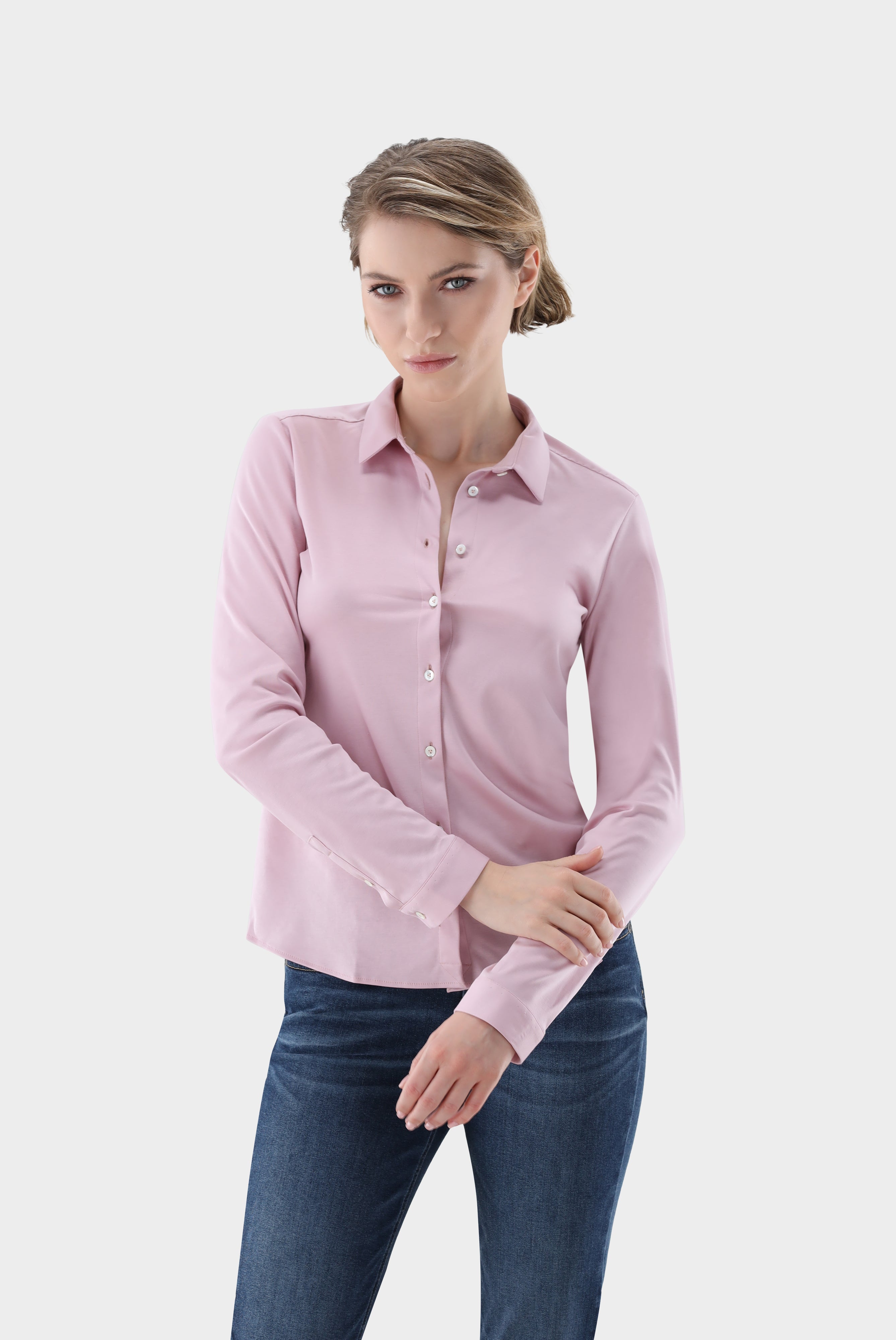 Van Laack-Taillierte Jersey Hemdbluse-Hemden & Blusen-Black-Deal-Outlet-by-ARCHIVIST