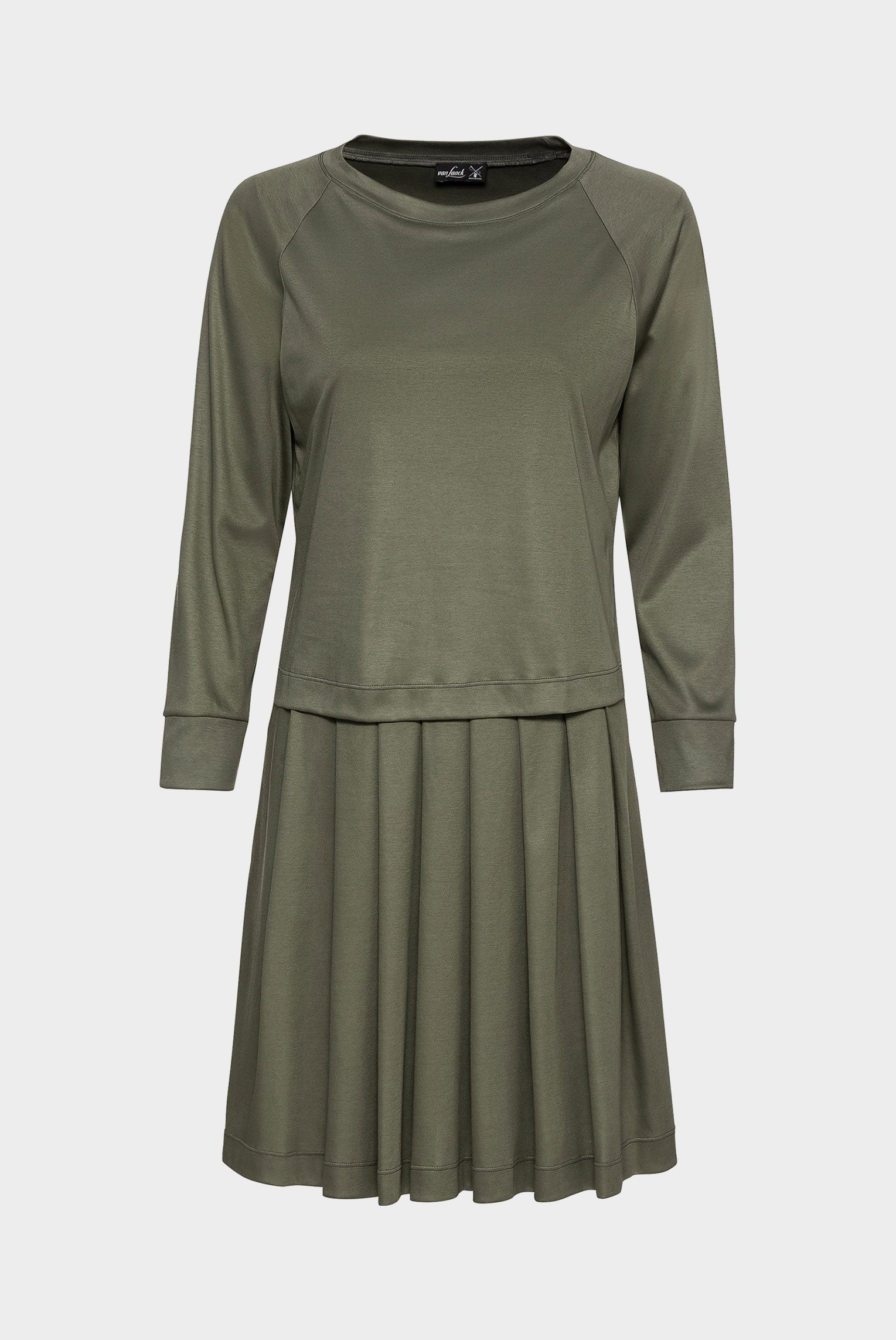 Van Laack-Lässiges T-Shirt Kleid mit Faltenrock aus Baumwolle Modern Fit Dunkelgrün-Kleider & Röcke-Black-Deal-Outlet-by-ARCHIVIST