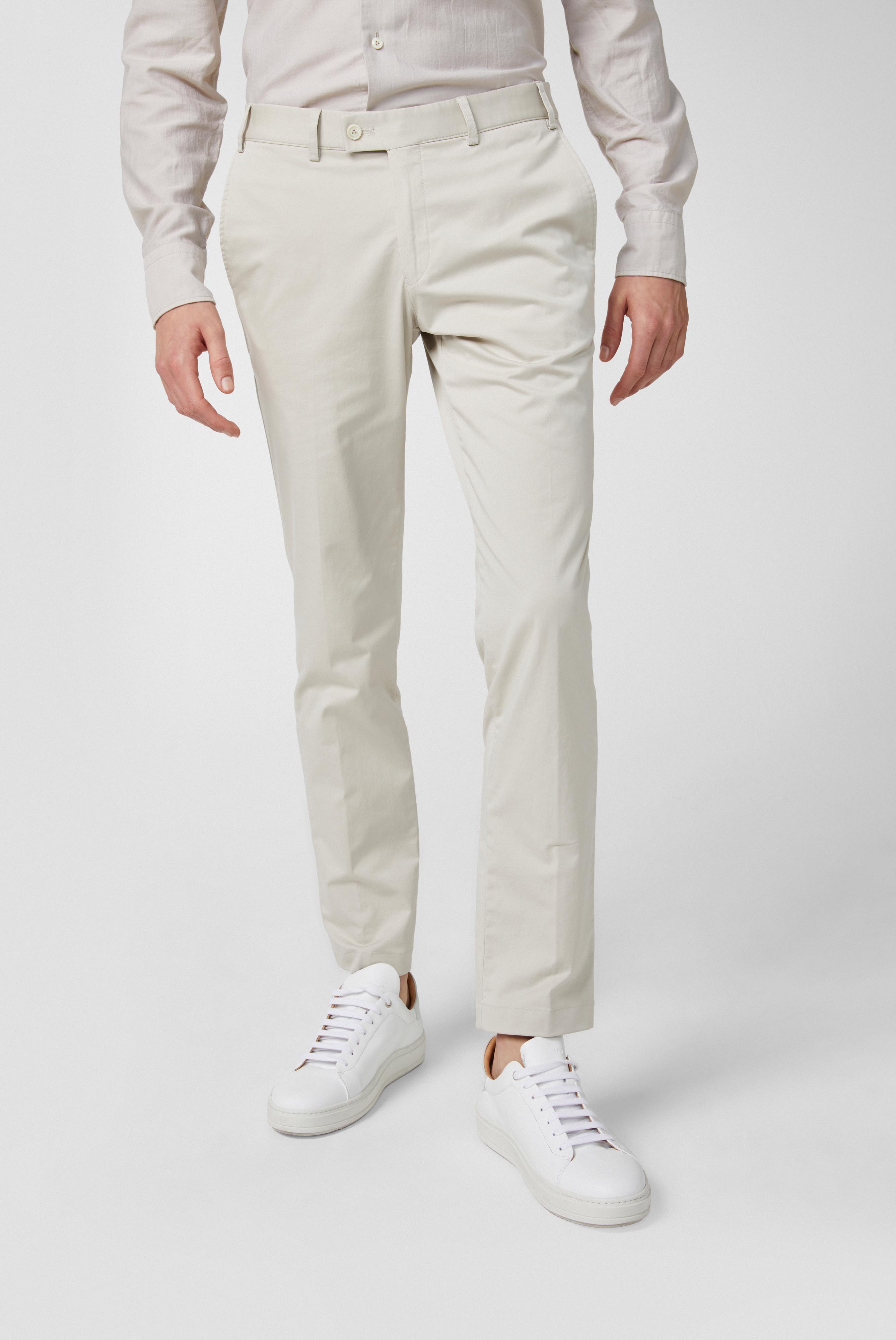 Cotton stretch chino trousers beige