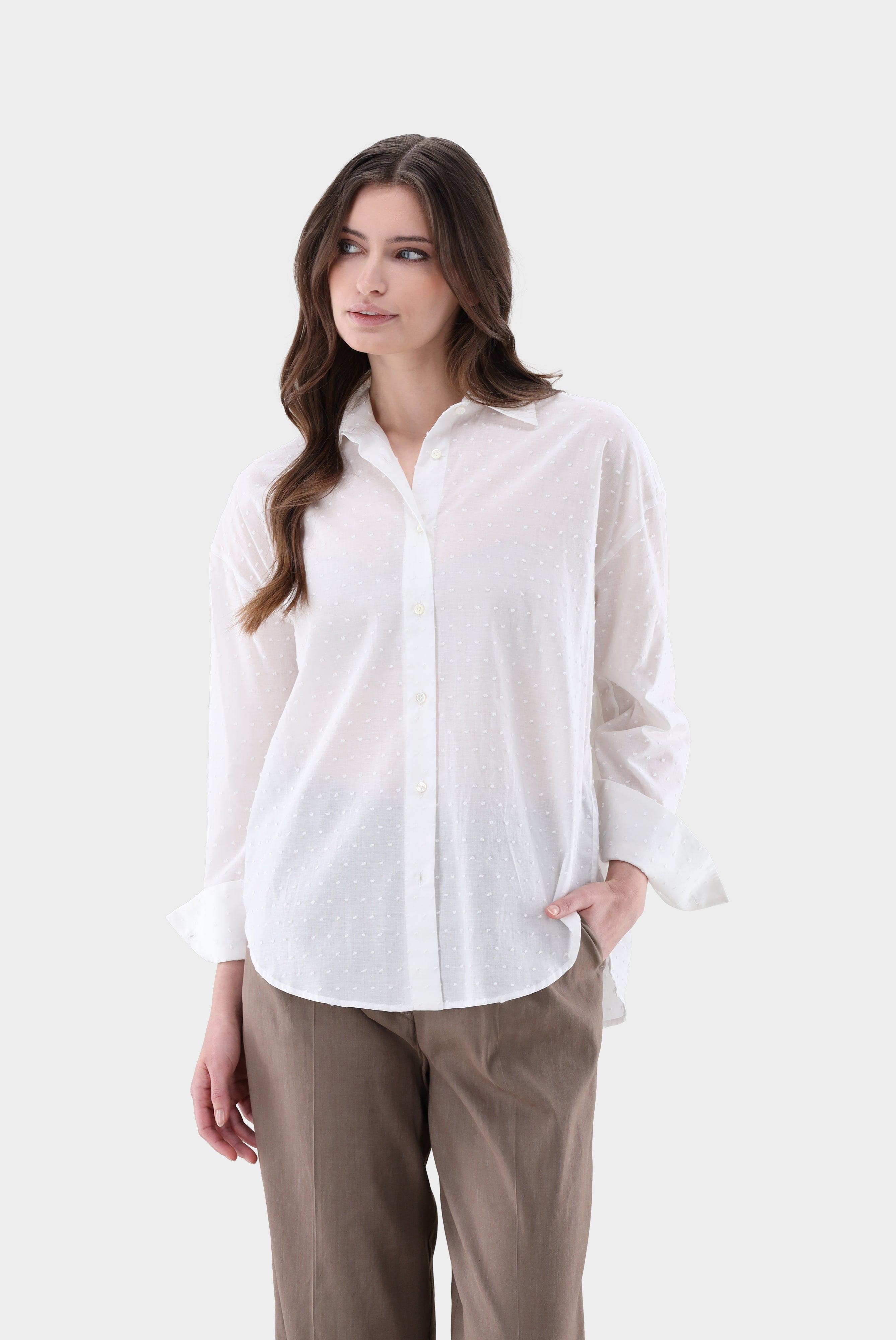 Shirt blouse with dropped shoulders
