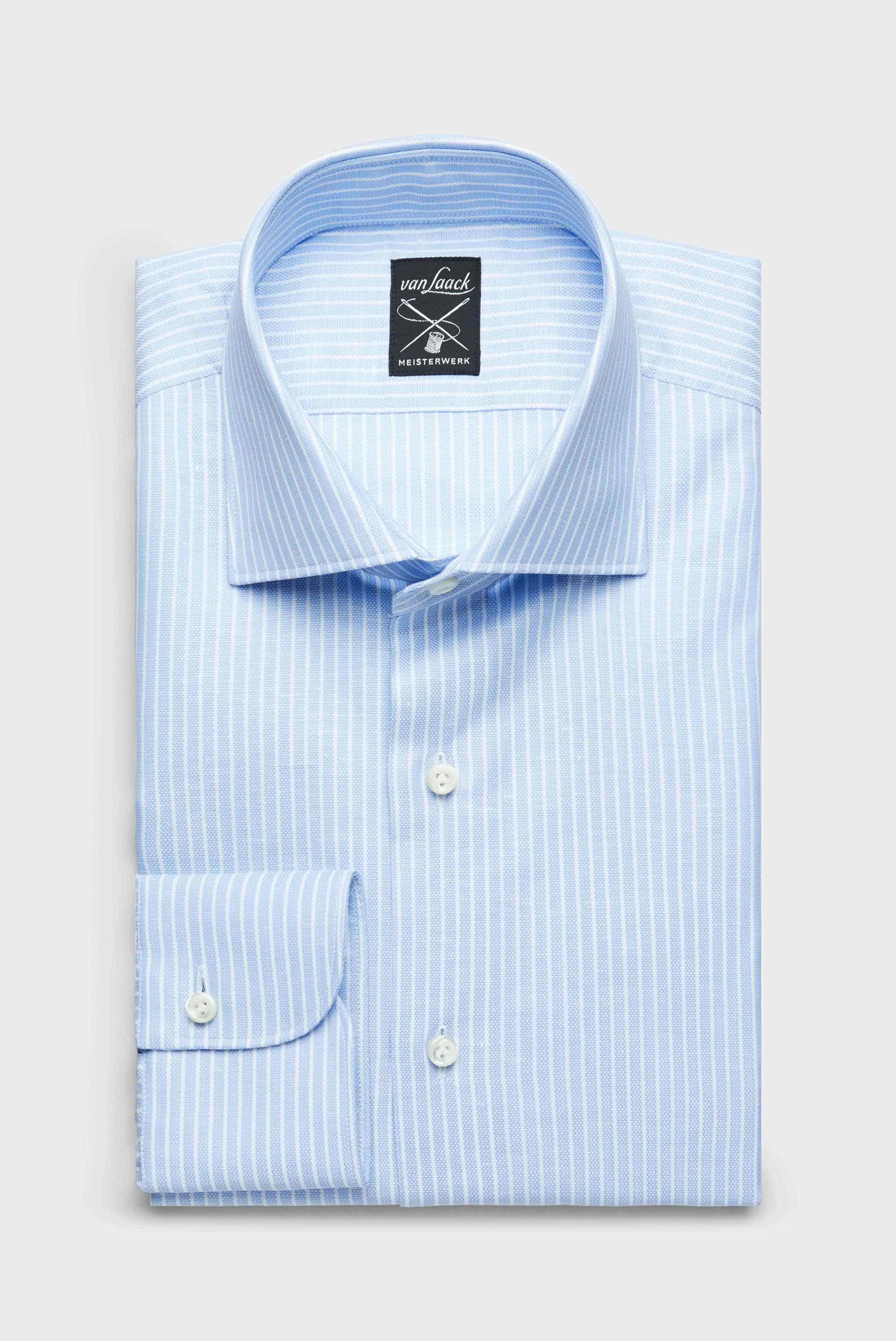 Striped shirt in cotton and linen, blue