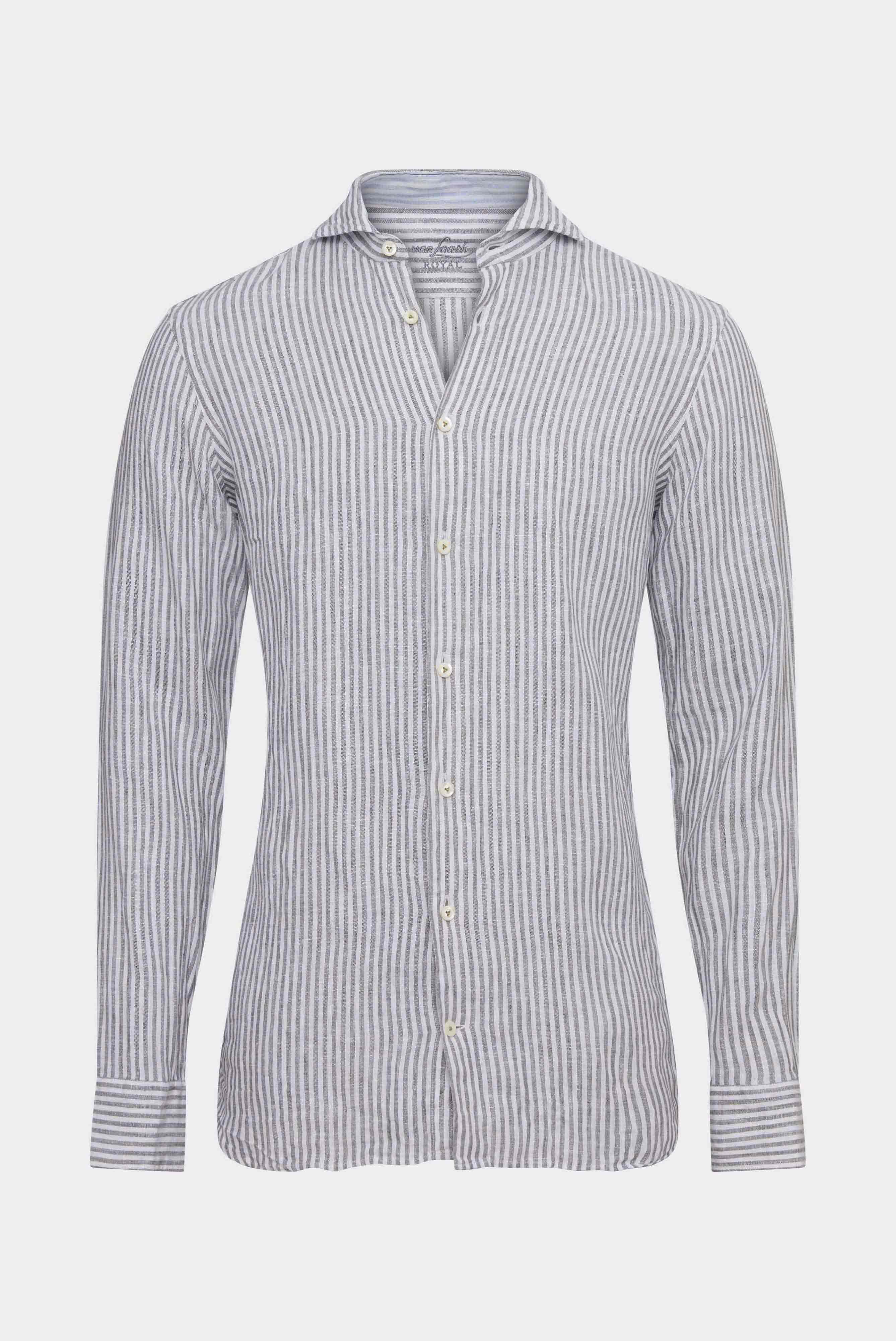 Van Laack-Langarm Herren Hemd Tailor Fit aus Leinen Hellgrün/Weiß gestreift-Hemden & Blusen-Black-Deal-Outlet-by-ARCHIVIST