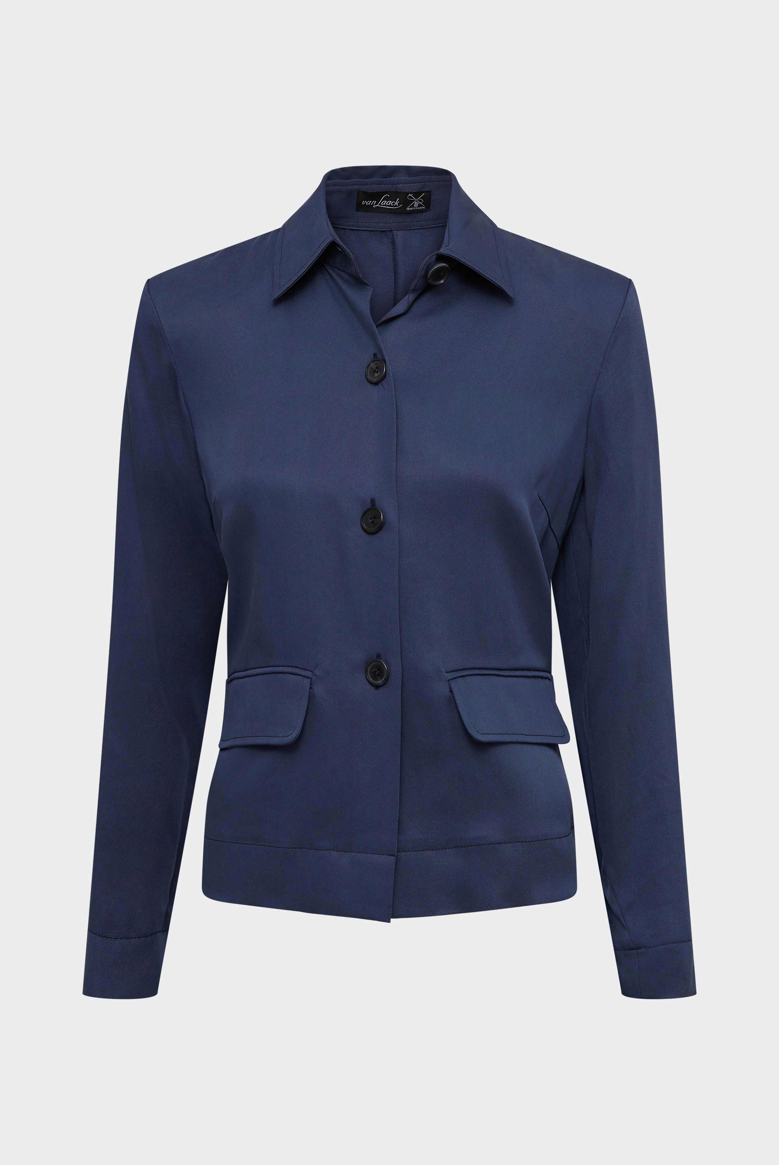 Shirt jacket with back pleat and shoulder pads, modern fit, made of lyocell, blue
