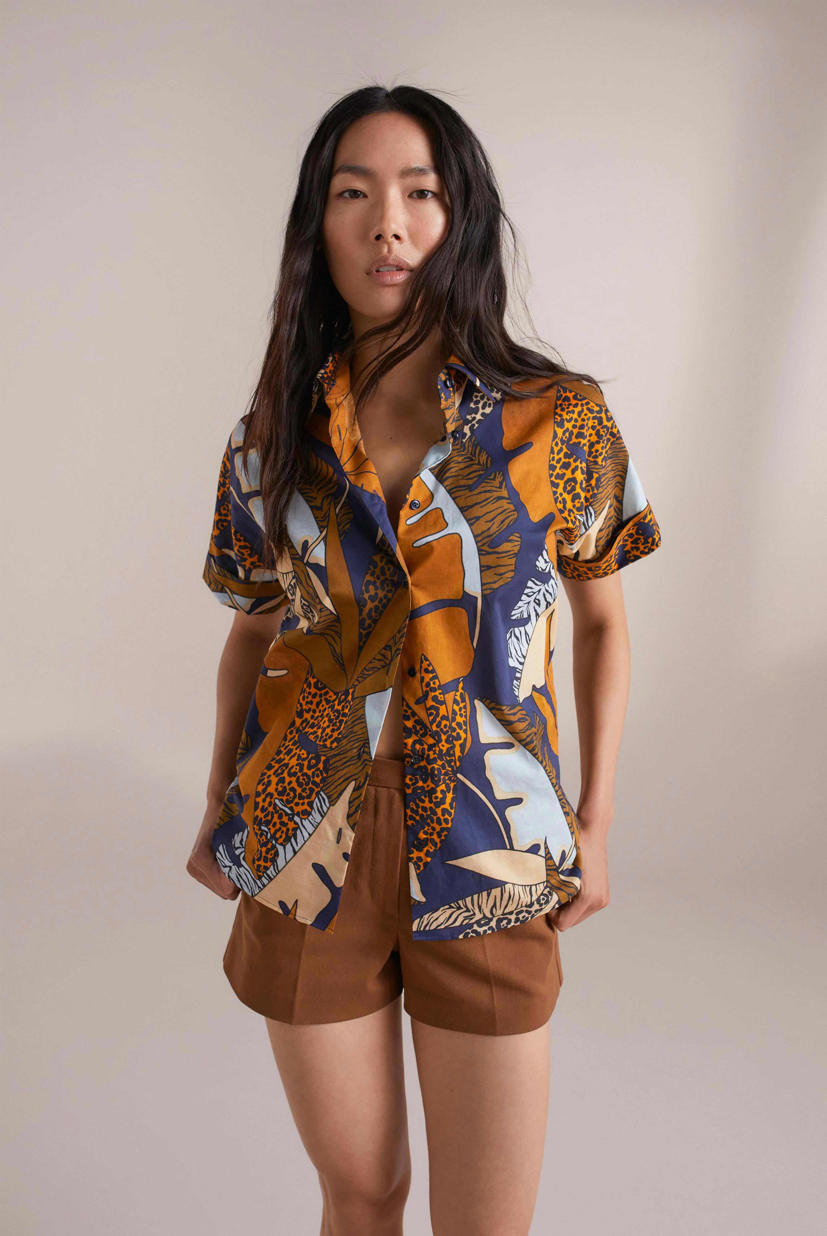 Sommerliche Damen Shorts Beige/Braun