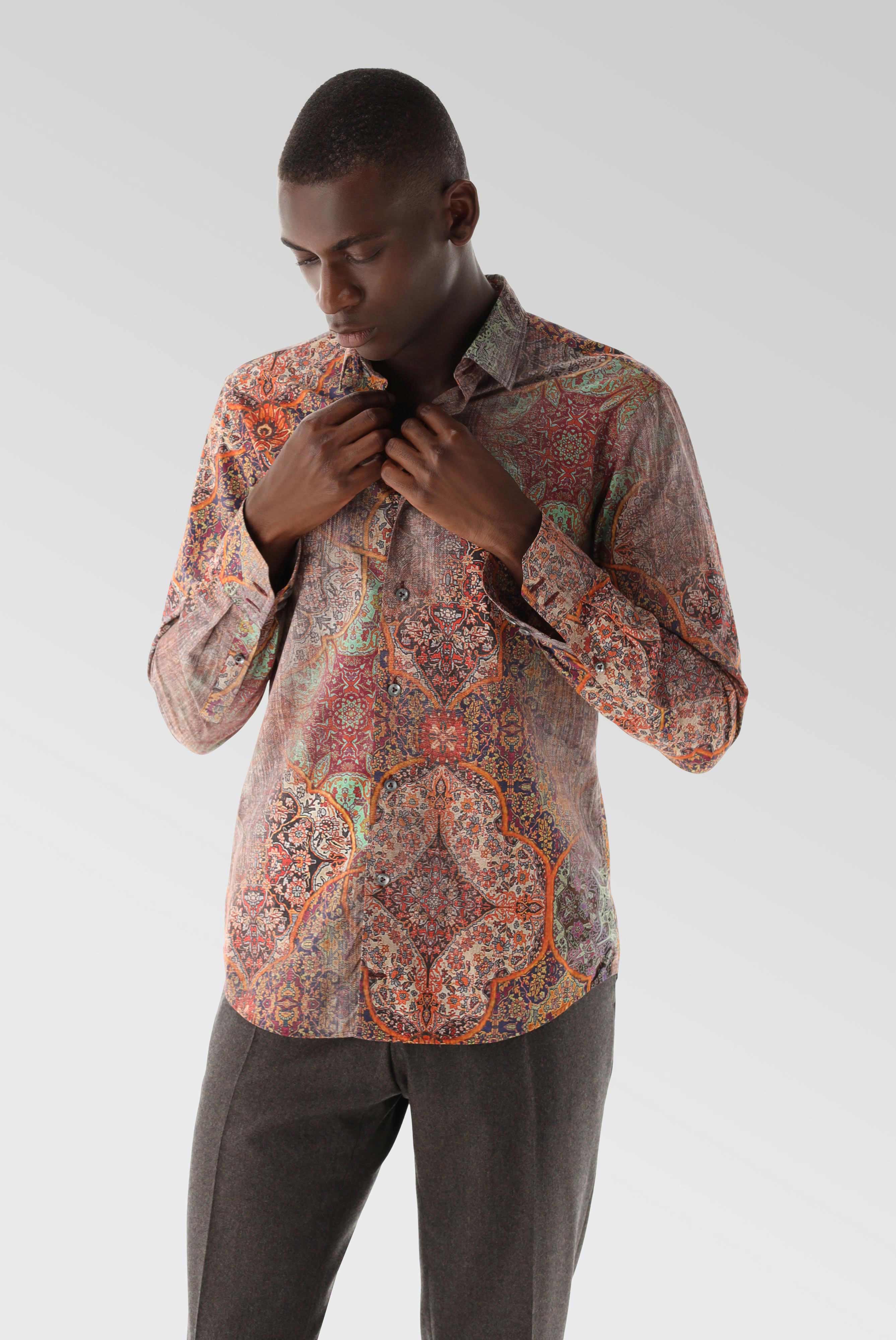 Van Laack-Popeline Hemd mit Vintage Druck Tailor Fit-Hemden & Blusen-Black-Deal-Outlet-by-ARCHIVIST