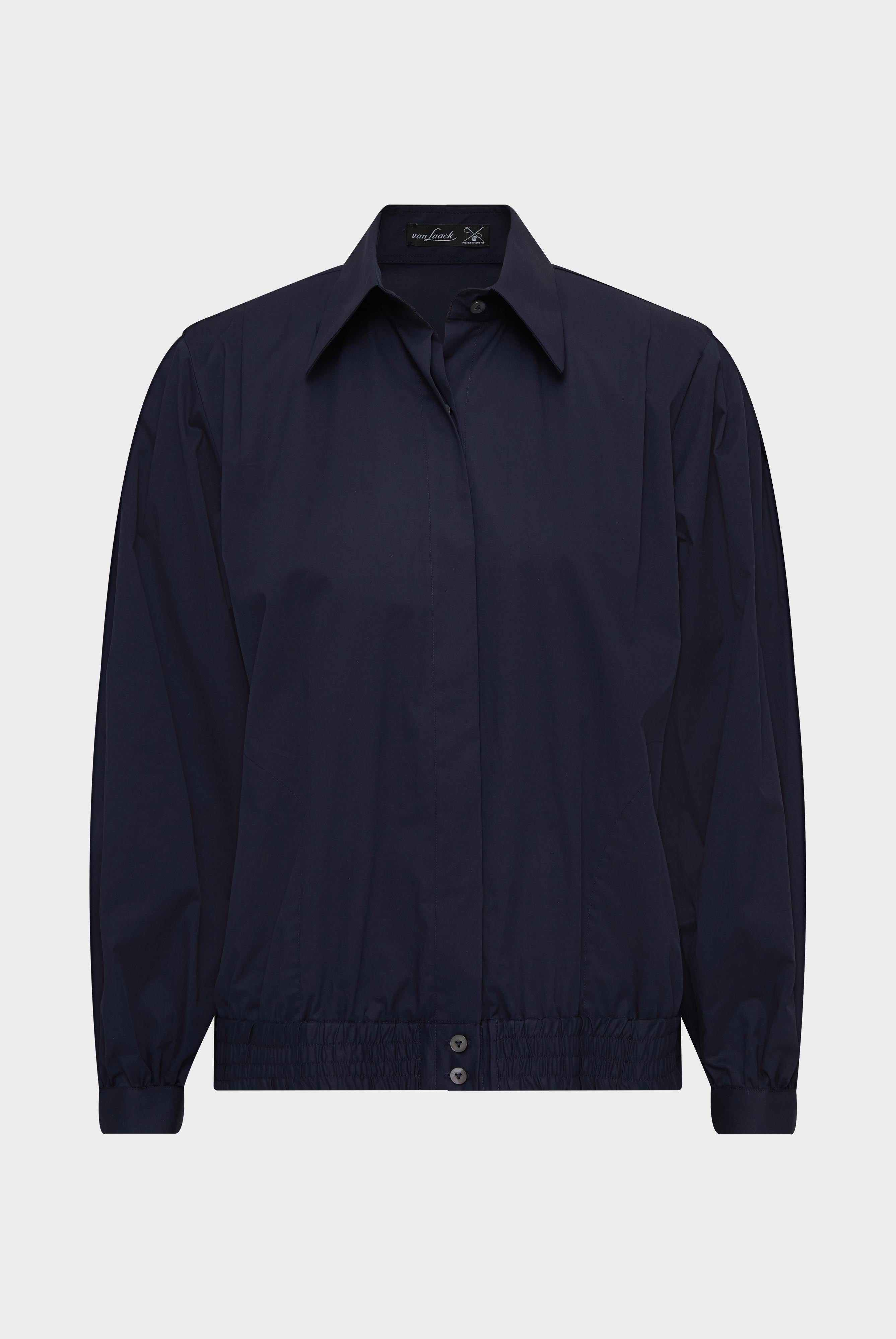 Shirt blouse with elasticated cuffs, dark blue