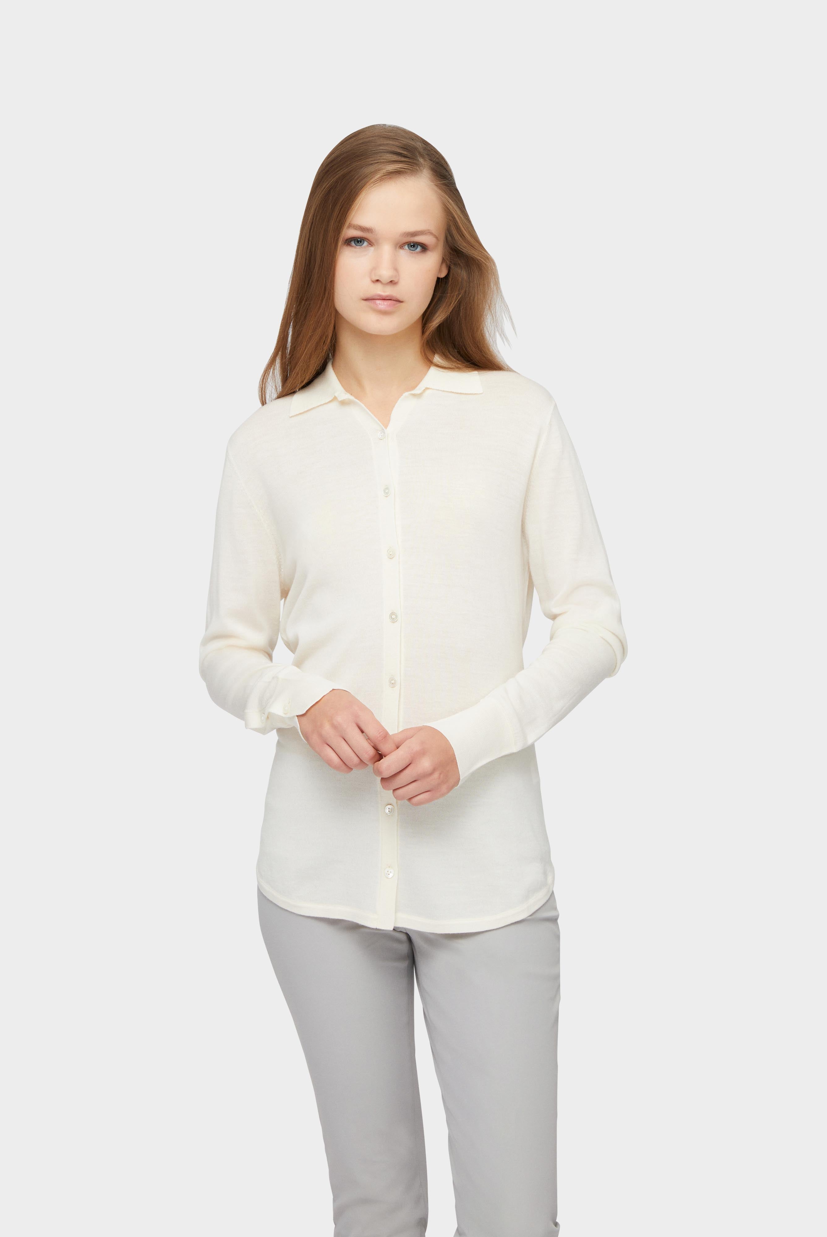 Knit blouse in merino wool, beige