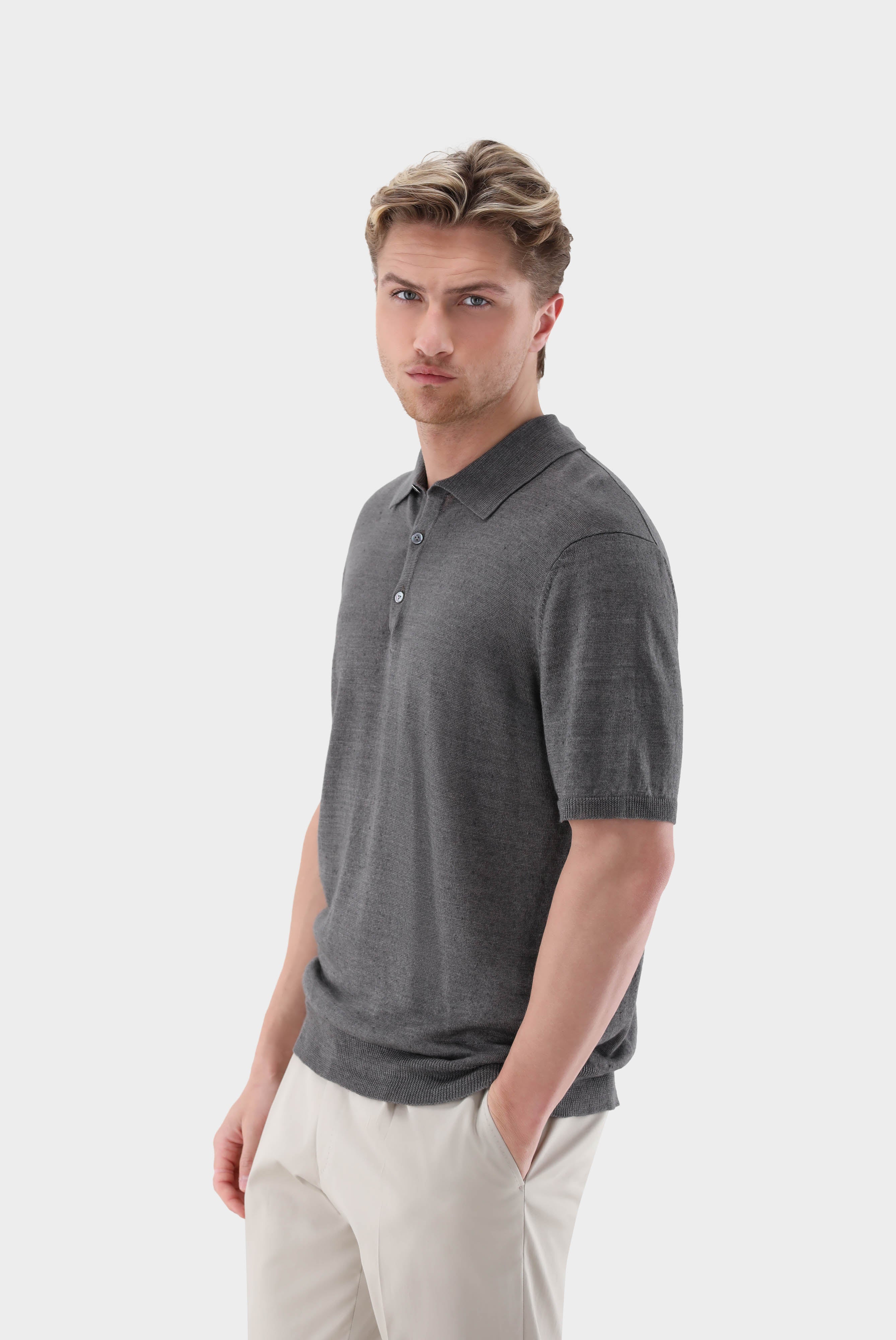 Strick Polo Shirt aus Leinen