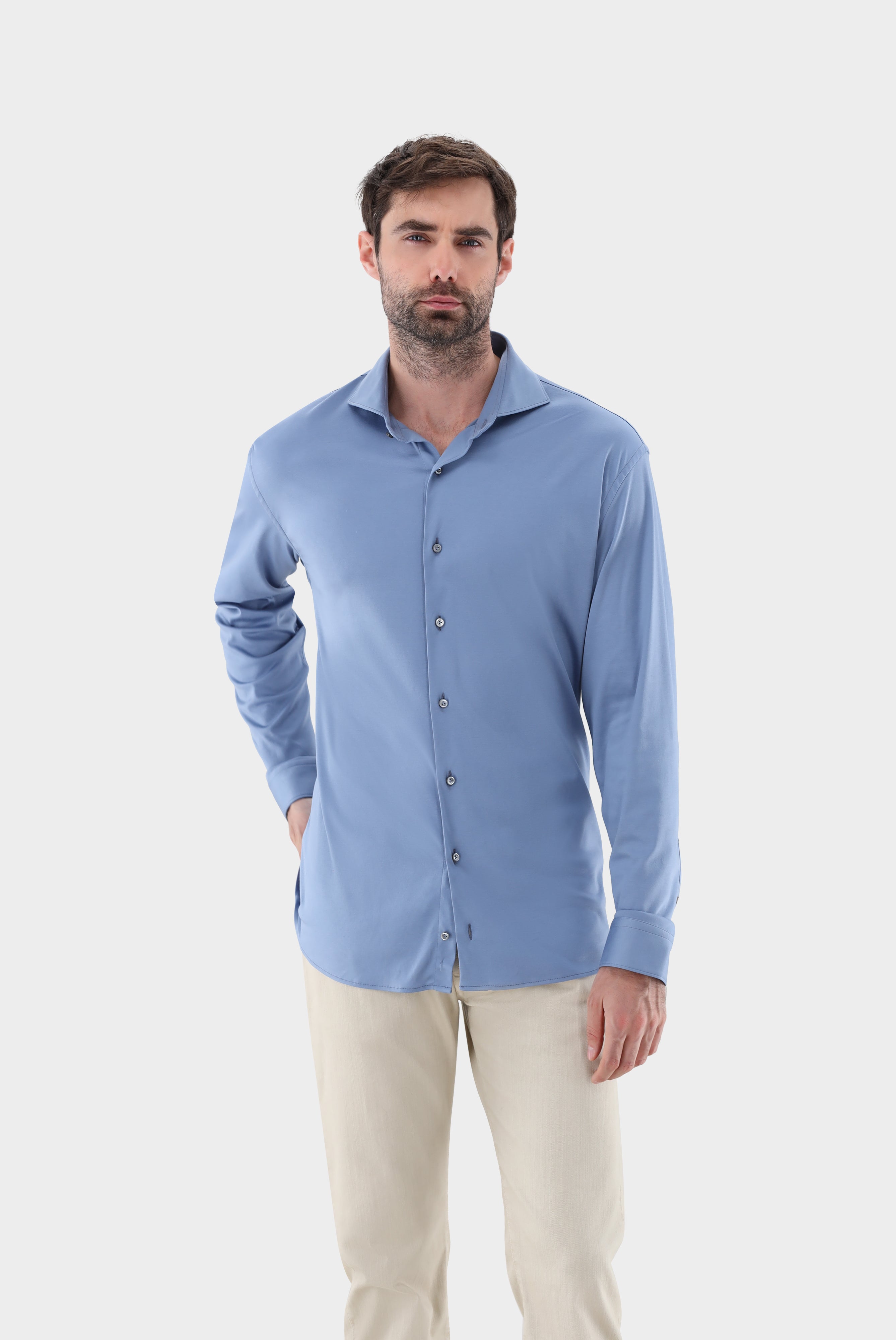 Van Laack-Jersey Hemd aus Schweizer Baumwolle Tailor Fit-Hemden & Blusen-Black-Deal-Outlet-by-ARCHIVIST