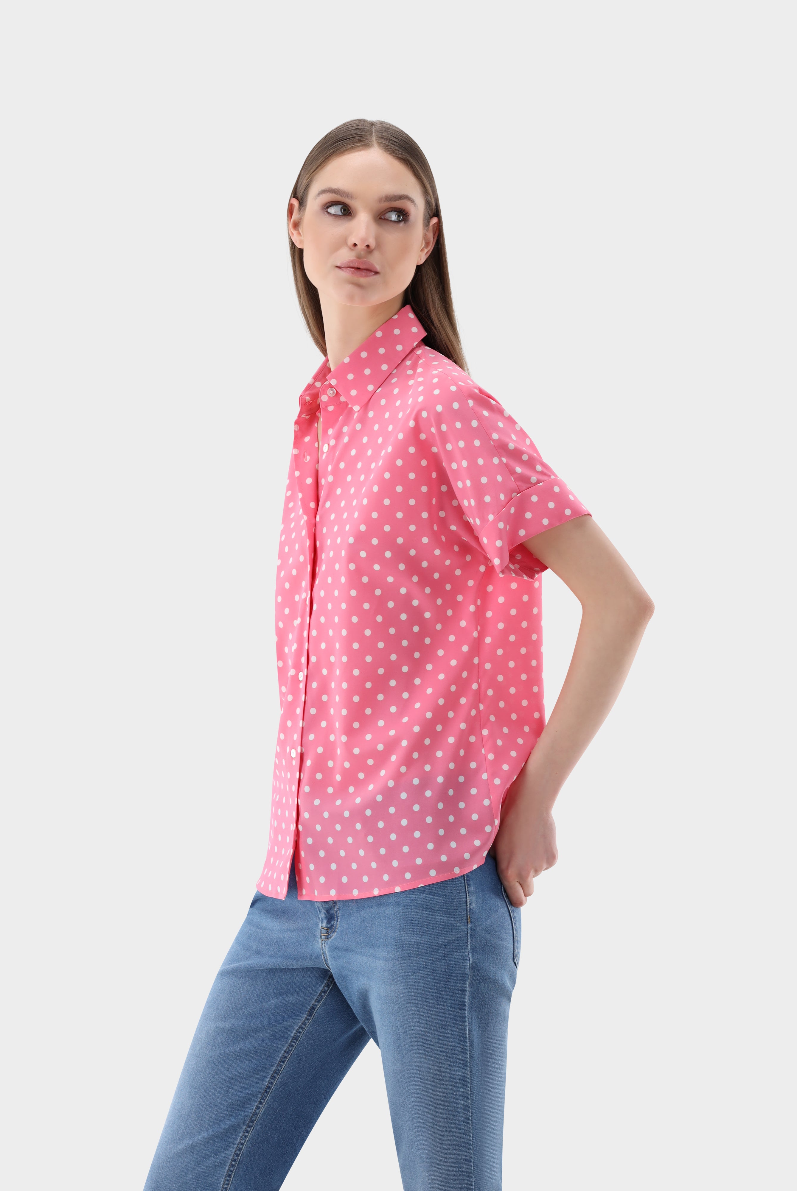 Kurzarm Bluse mit Punktedruck