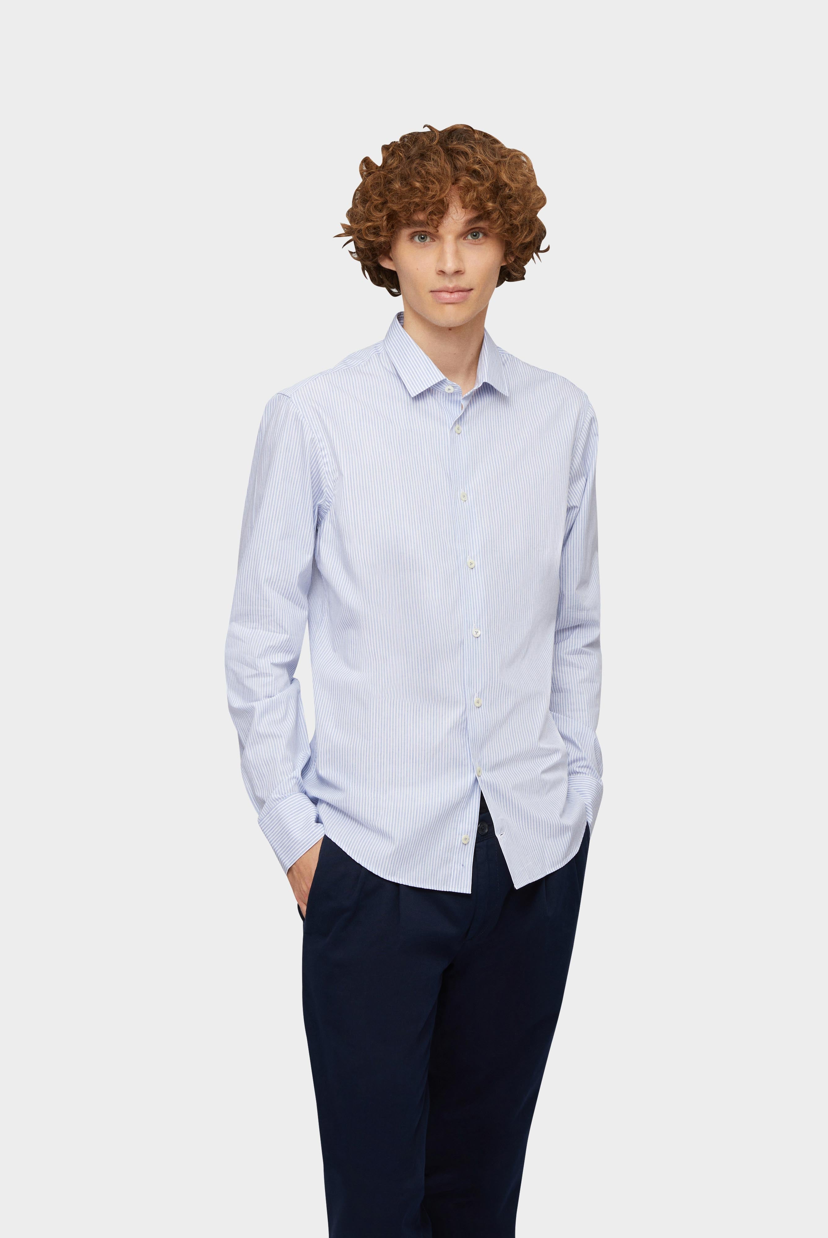 Van Laack-Hemd aus Bio-Baumwolle Slim-Fit Hellblau Gestreift-Hemden & Blusen-Black-Deal-Outlet-by-ARCHIVIST