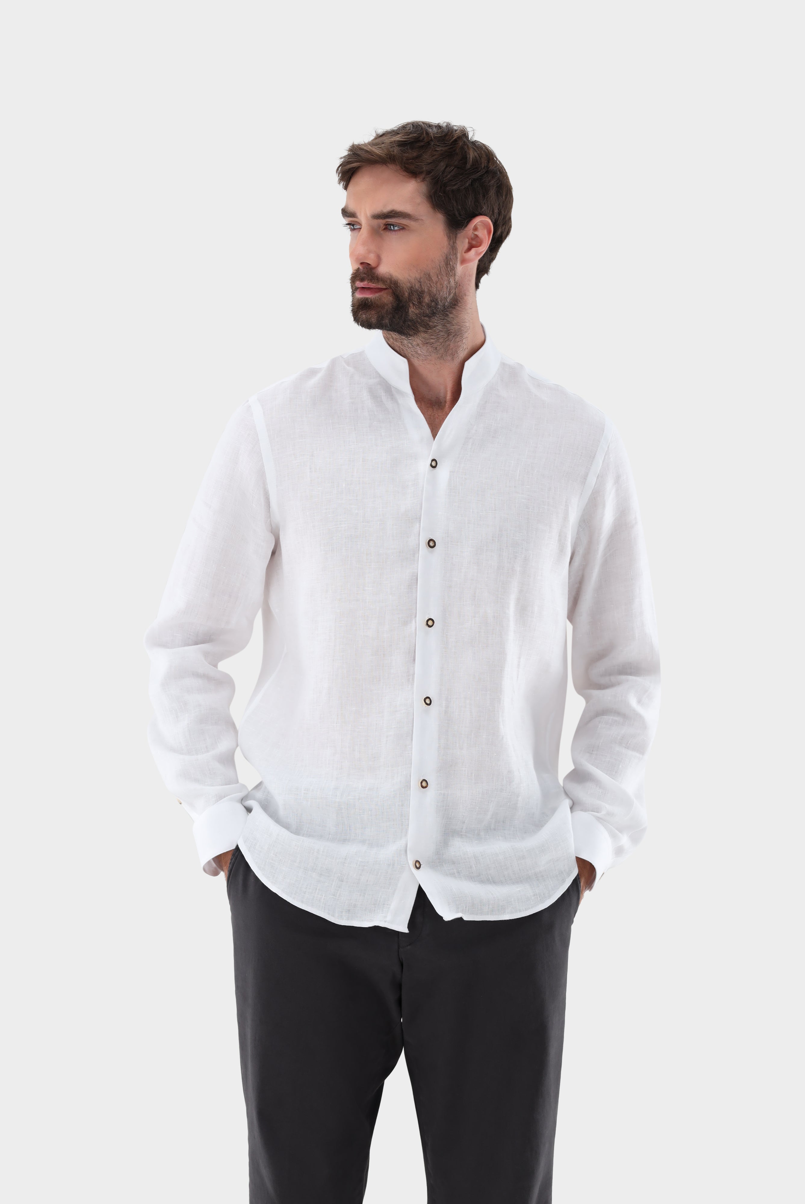 Van Laack-Stehkragen Hemd aus Leinen-Hemden & Blusen-Black-Deal-Outlet-by-ARCHIVIST