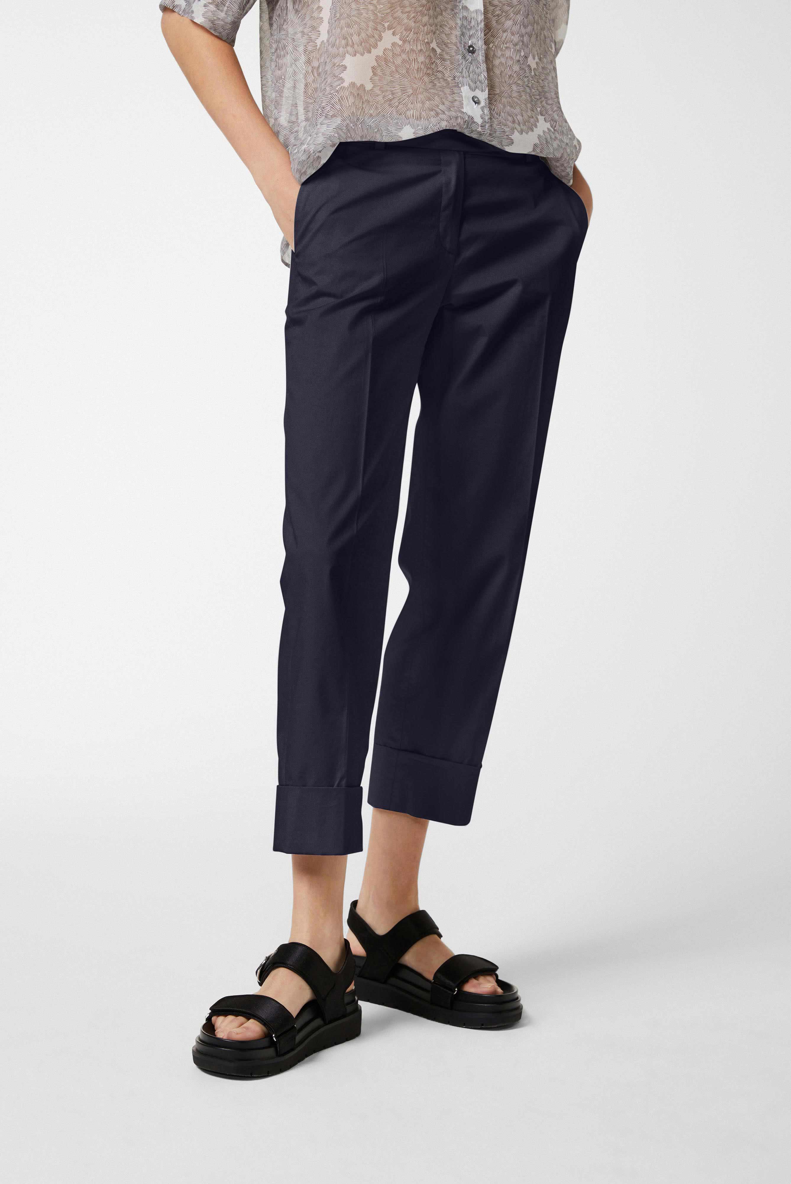 Van Laack-Cropped-Hose aus Baumwoll-Stretch mit Papieroptik Grau-Hosen-Black-Deal-Outlet-by-ARCHIVIST