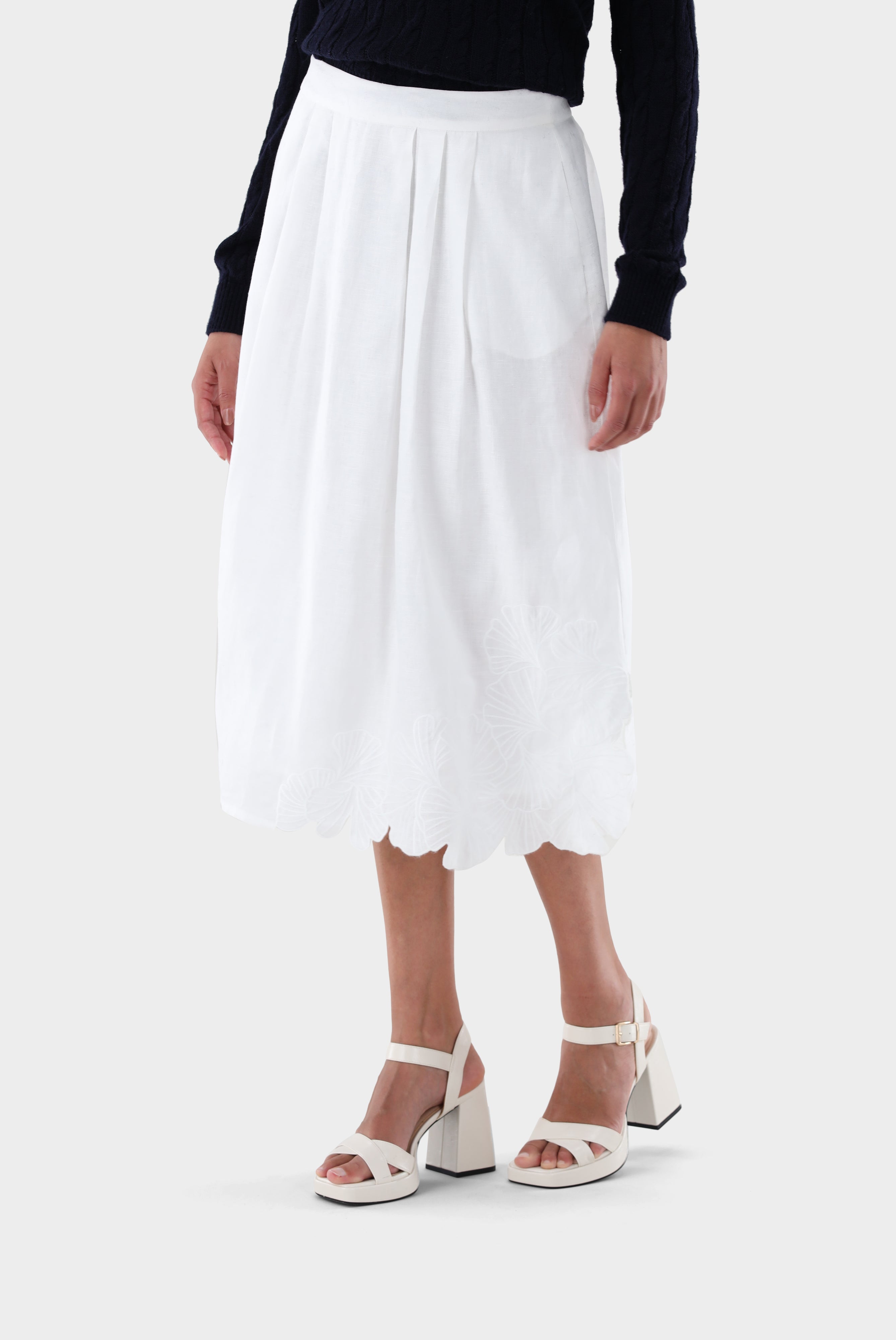 Van Laack-Rock aus Leinen mit Ginkgo-Stickerei-Kleider & Röcke-Black-Deal-Outlet-by-ARCHIVIST