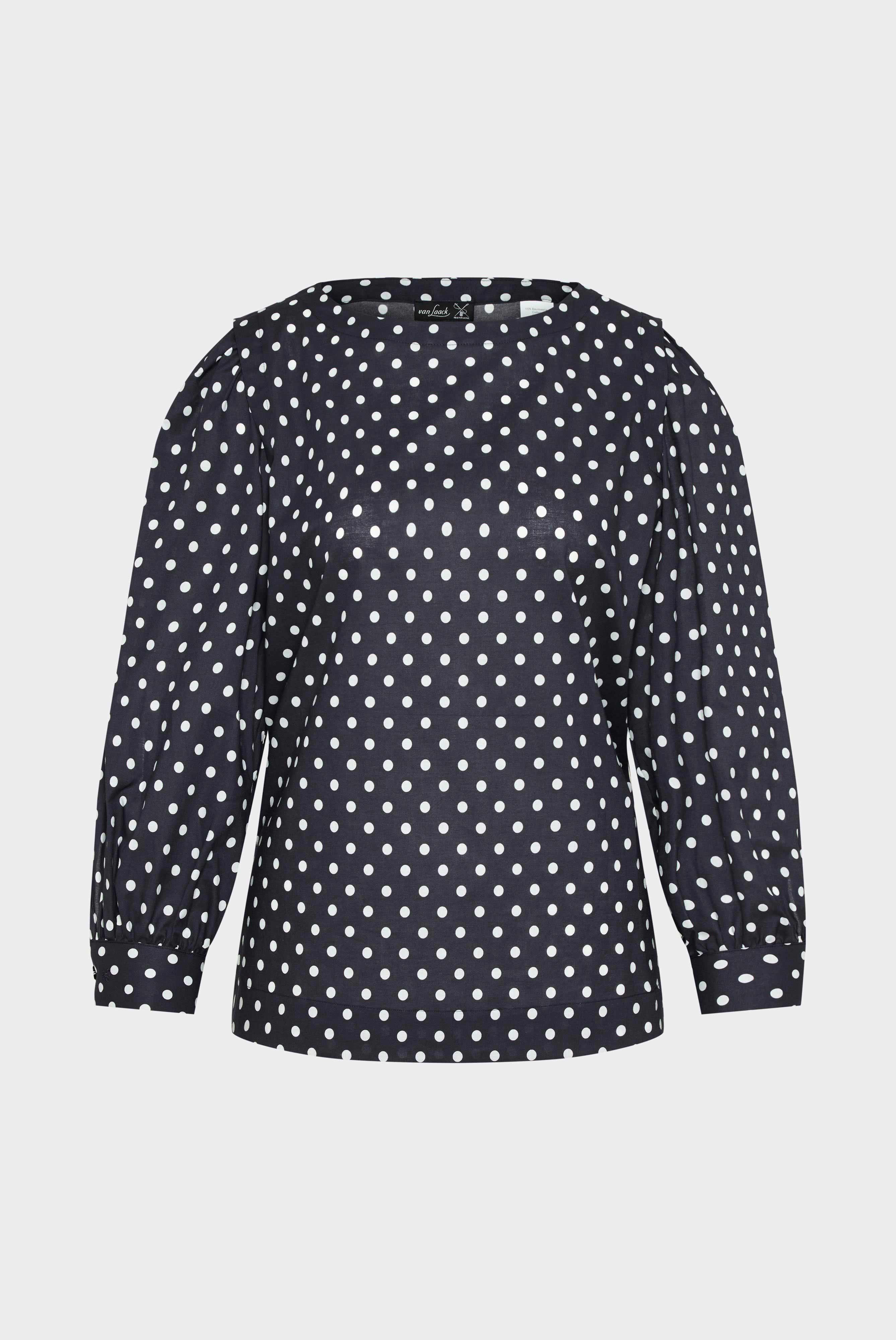 Van Laack-Baumwoll-Voile Schlupfbluse mit U-Boot-Ausschnitt Blau-Hemden & Blusen-Black-Deal-Outlet-by-ARCHIVIST