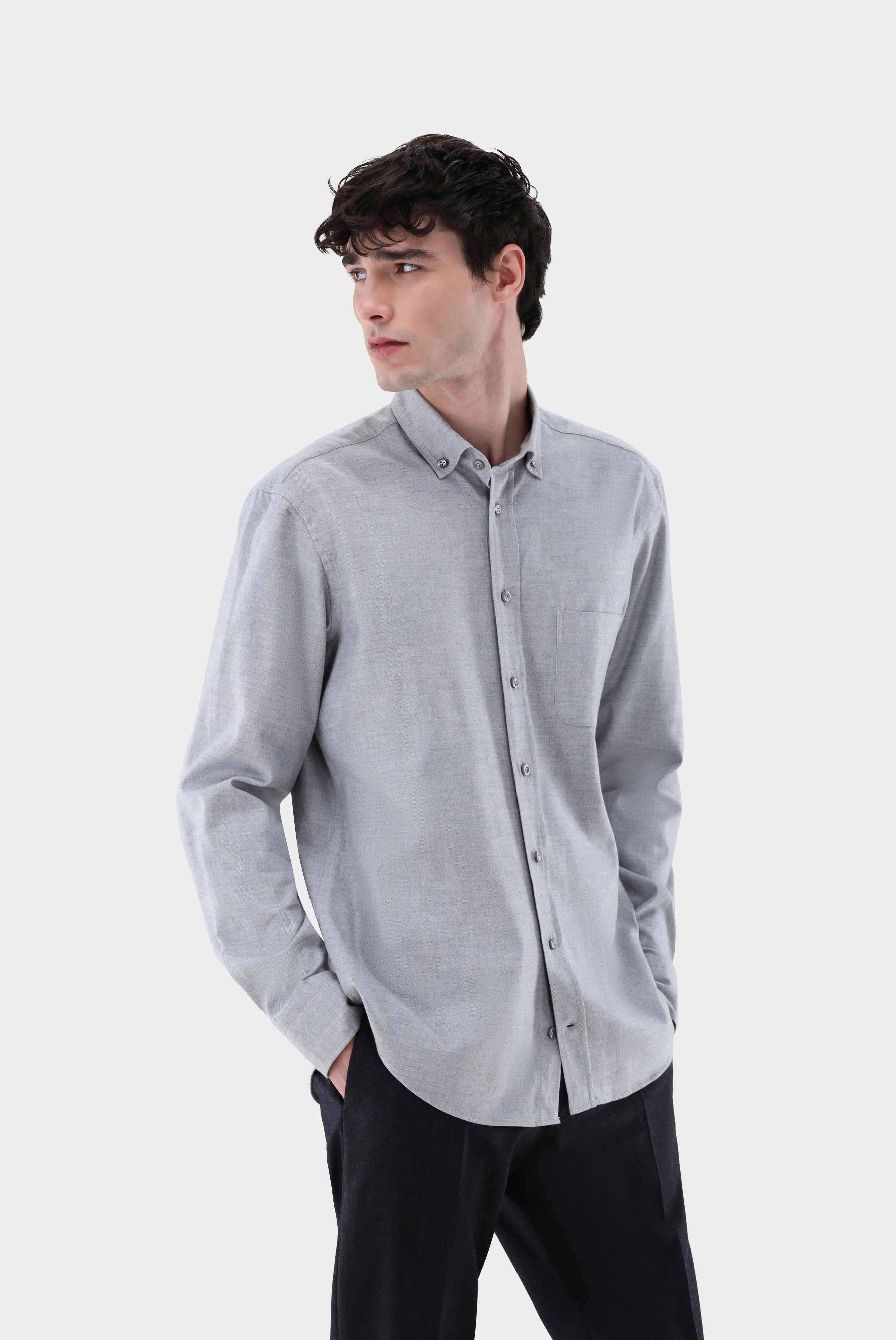 Van Laack-Button-Down Flanellhemd Tailor Fit-Hemden & Blusen-Black-Deal-Outlet-by-ARCHIVIST