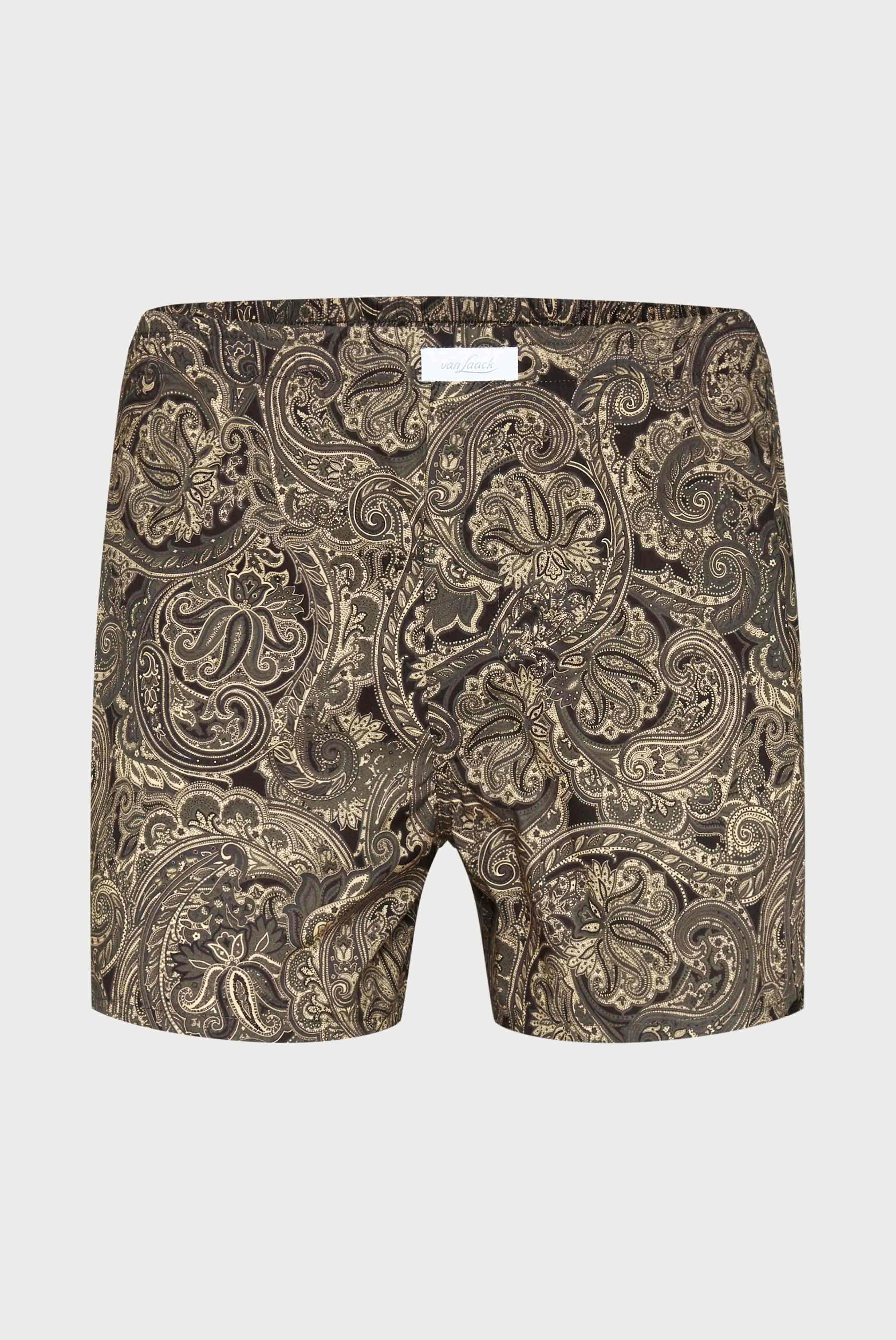 Brown boxer shorts with paisley print