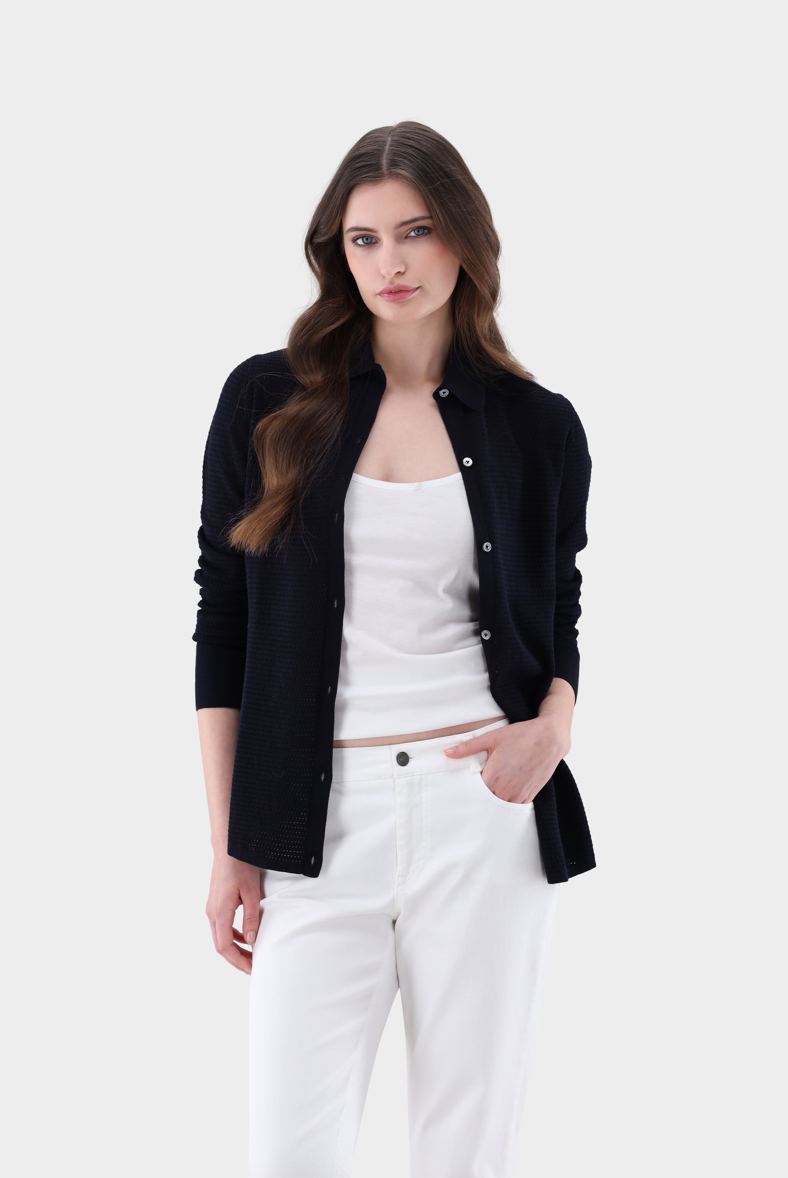 Van Laack-Bluse mit Retro Struktur aus Air Cotton-Hemden & Blusen-Black-Deal-Outlet-by-ARCHIVIST