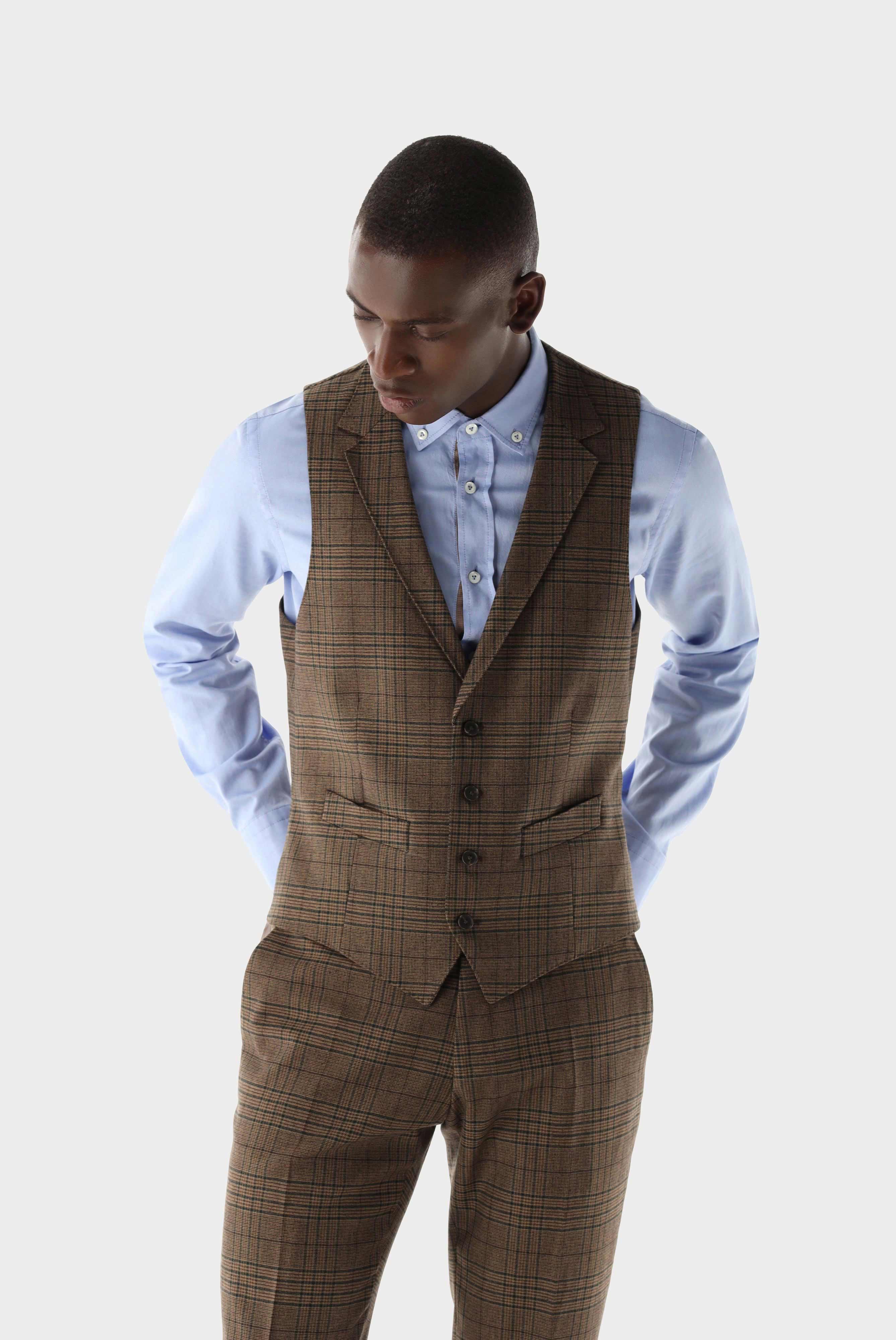 Karierte Weste mit Revers