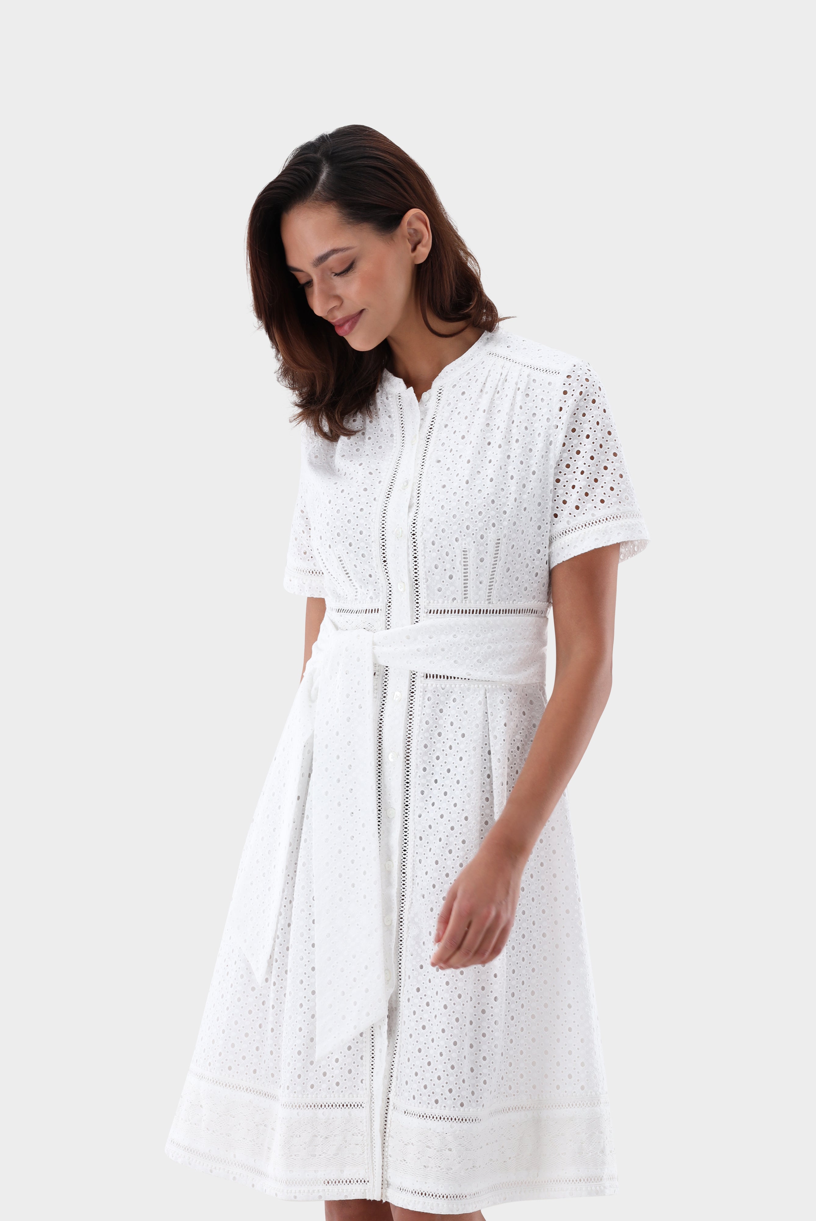 Van Laack-Knielanges Kleid mit Lochstickerei-Kleider & Röcke-Black-Deal-Outlet-by-ARCHIVIST