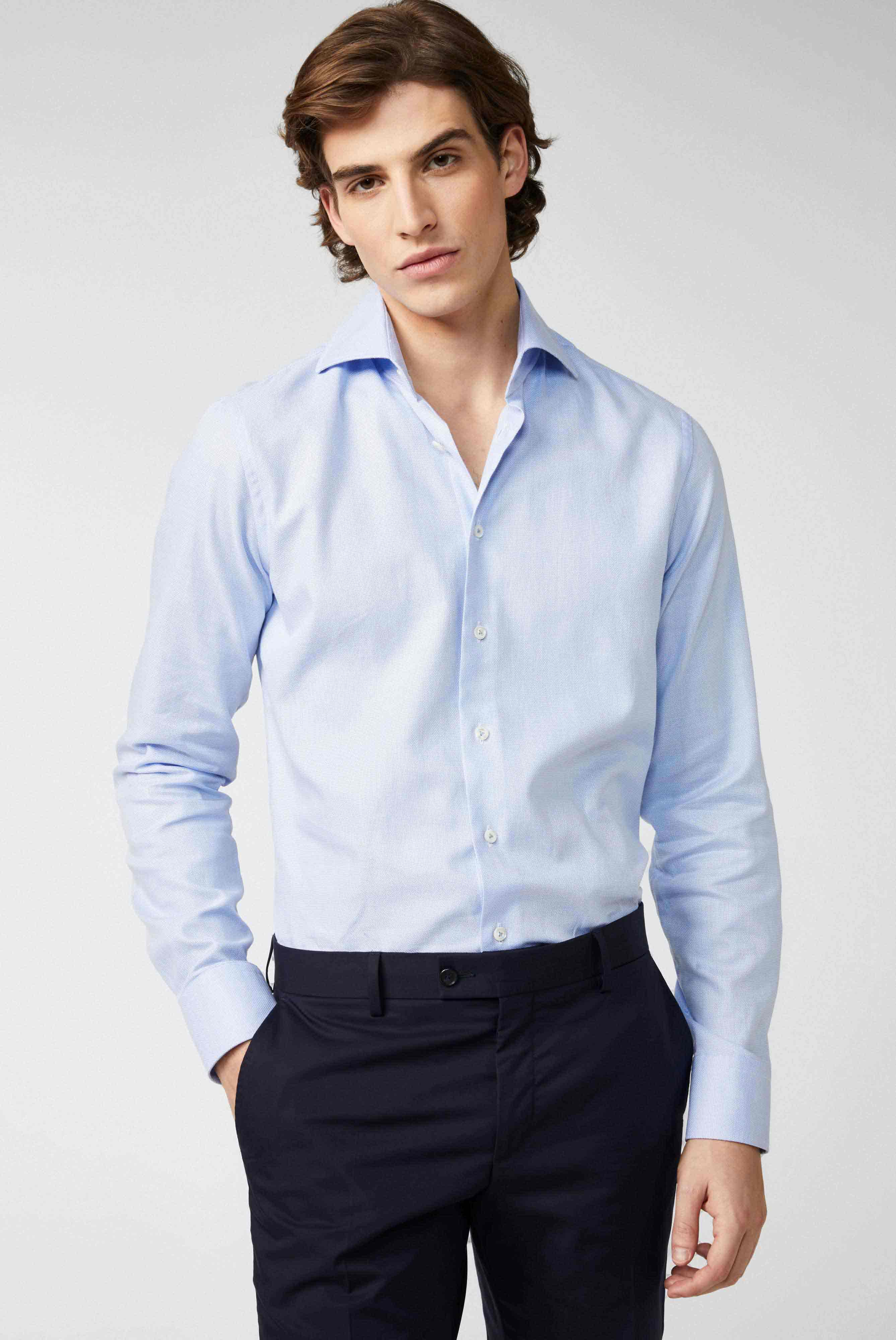 White cotton dobby business shirt