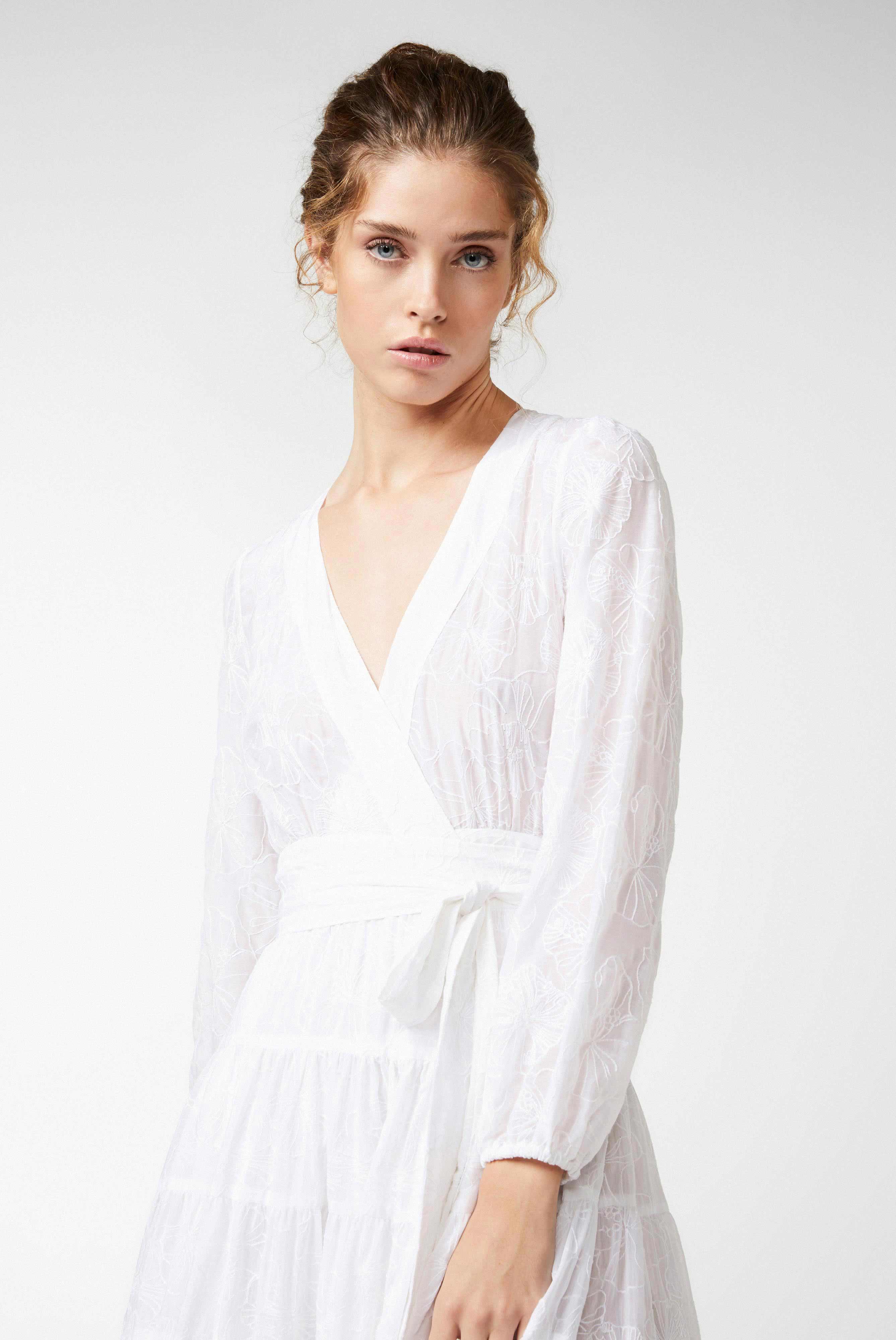 Van Laack-Midi-Wickelkleid mit Puffärmeln mit Seide und Baumwolle-Kleider & Röcke-Black-Deal-Outlet-by-ARCHIVIST