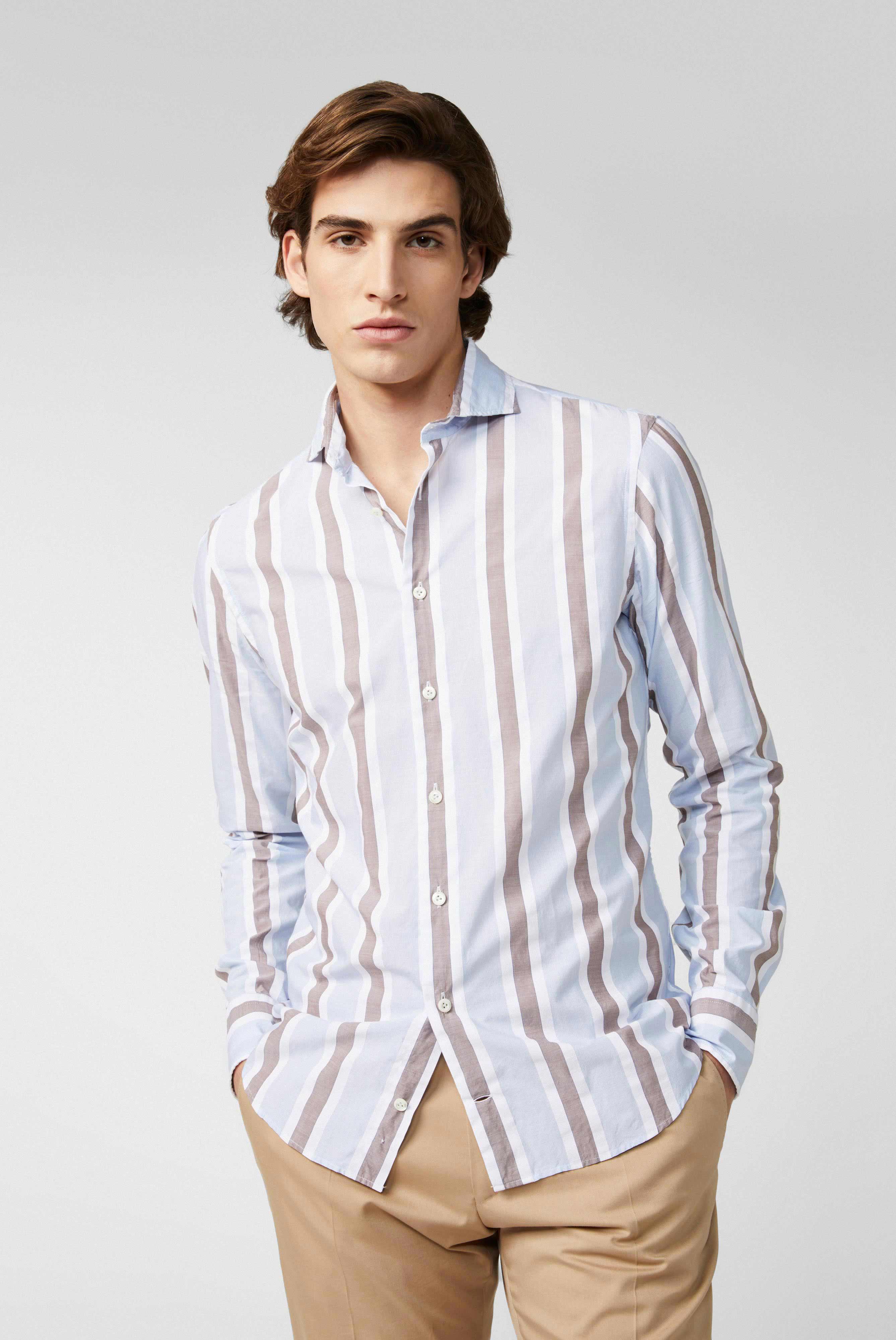 Striped shirt made of cotton poplin