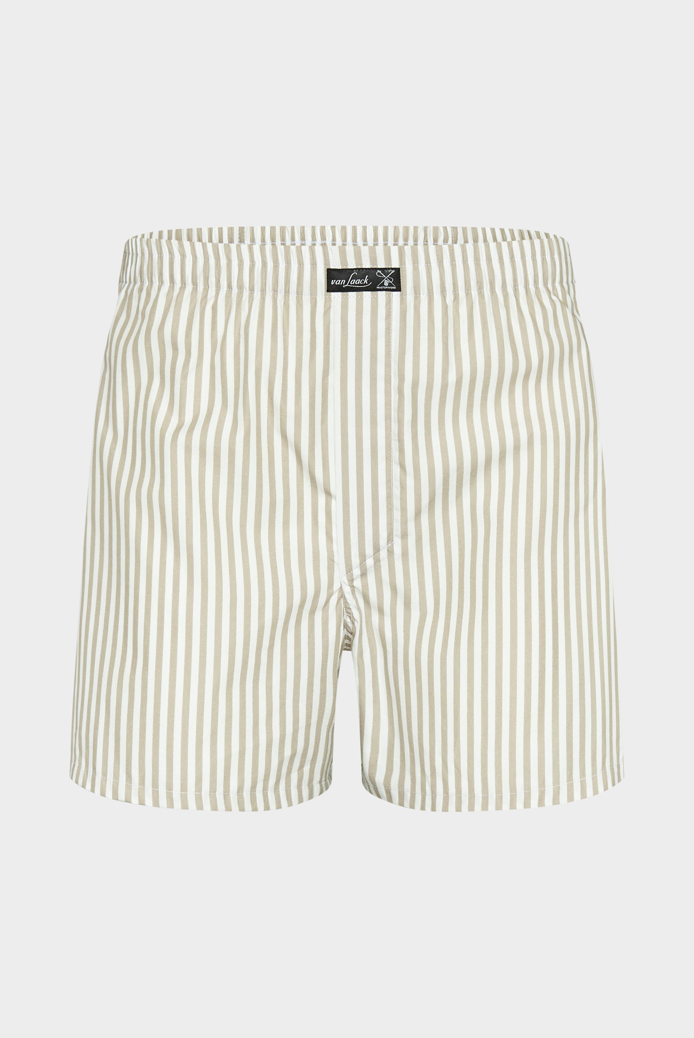 Gestreifte Boxershorts aus bedruckter Popeline Beige