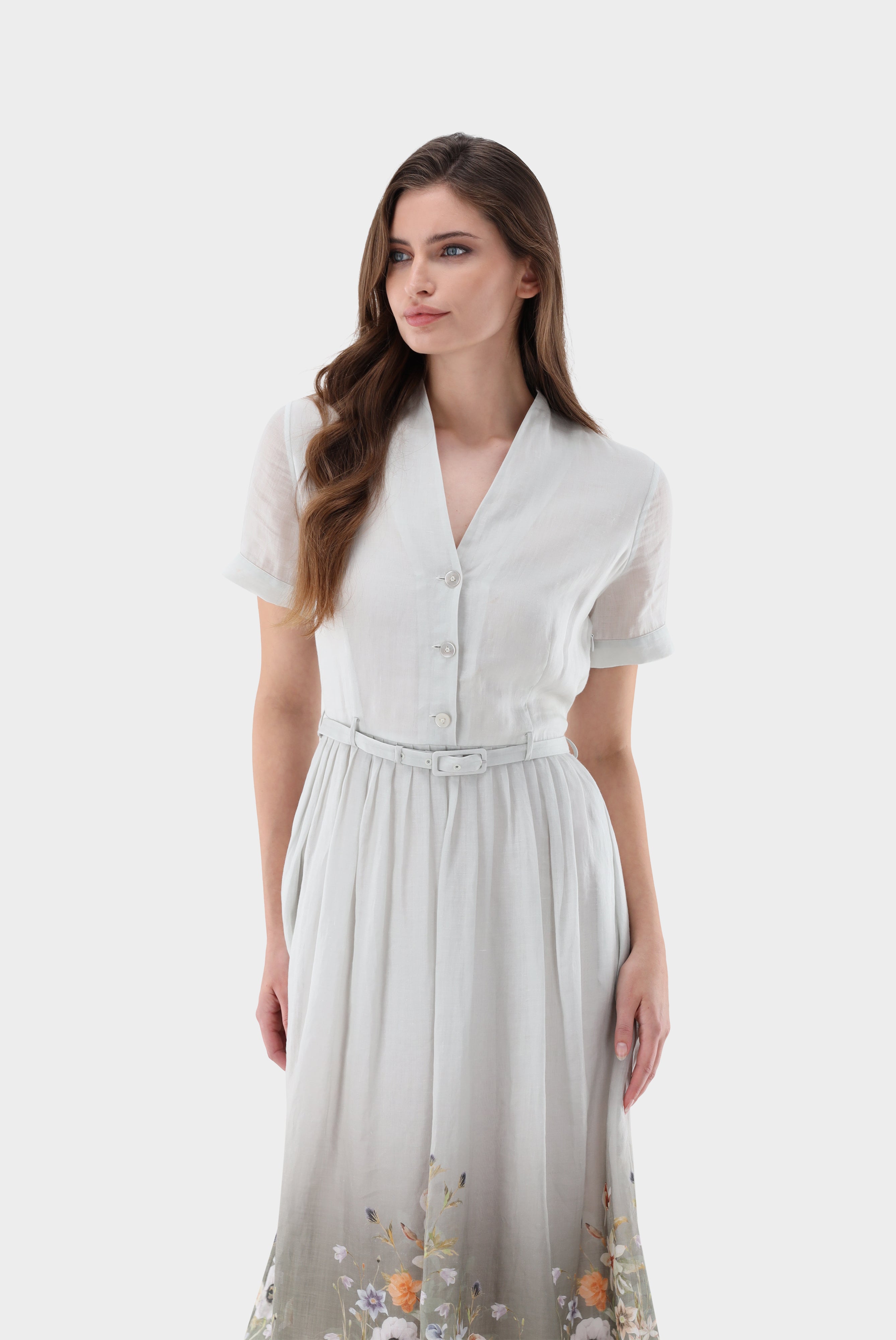 Van Laack-Midi-Kleid aus Leinen mit Blumendruck-Kleider & Röcke-Black-Deal-Outlet-by-ARCHIVIST