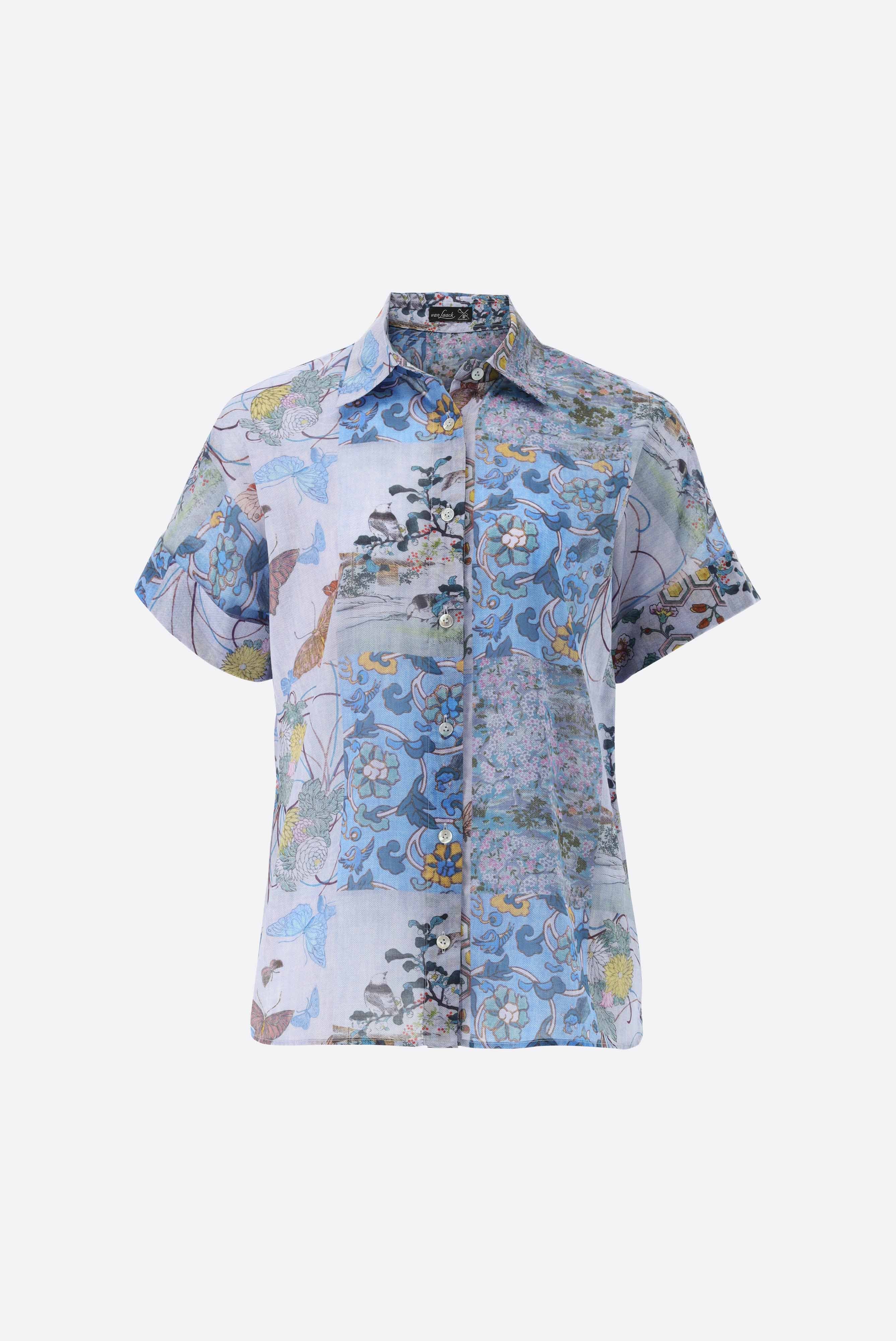 Van Laack-Hemdbluse kurzarm mit Patchwork-Print-Hemden & Blusen-Black-Deal-Outlet-by-ARCHIVIST