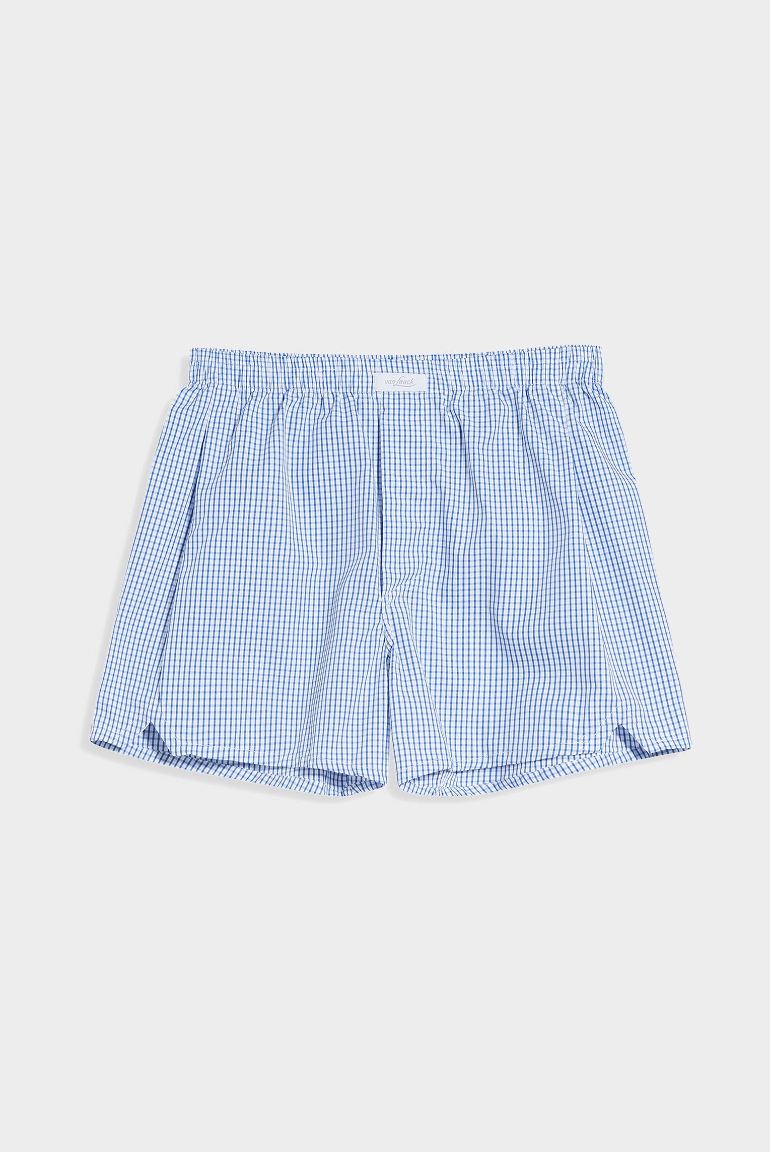 Cotton boxer shorts, finely checked, white and blue