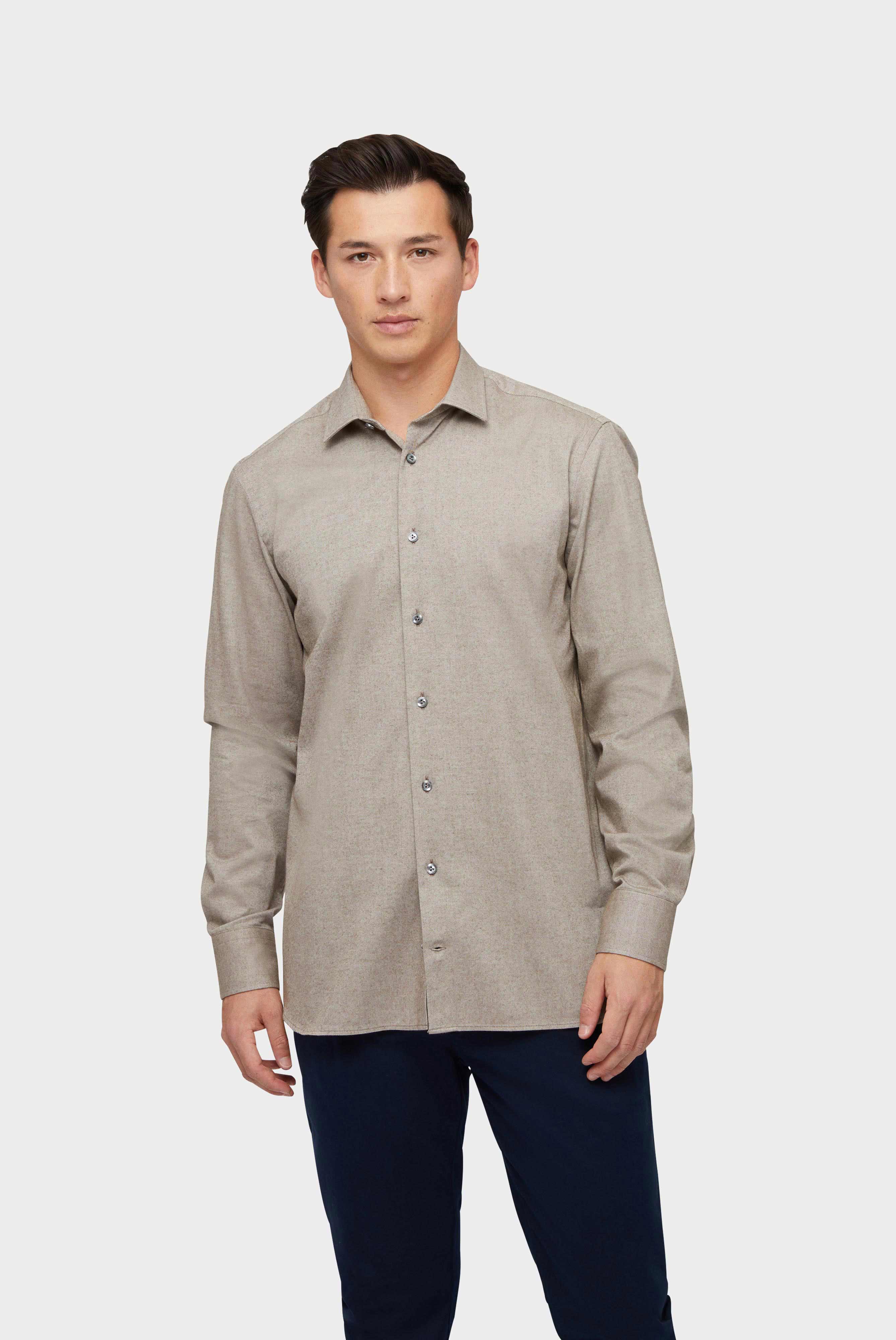 Van Laack-Twill Hemd mit Kentkragen und brushed Optik Tailor Fit Braun-Hemden & Blusen-Black-Deal-Outlet-by-ARCHIVIST