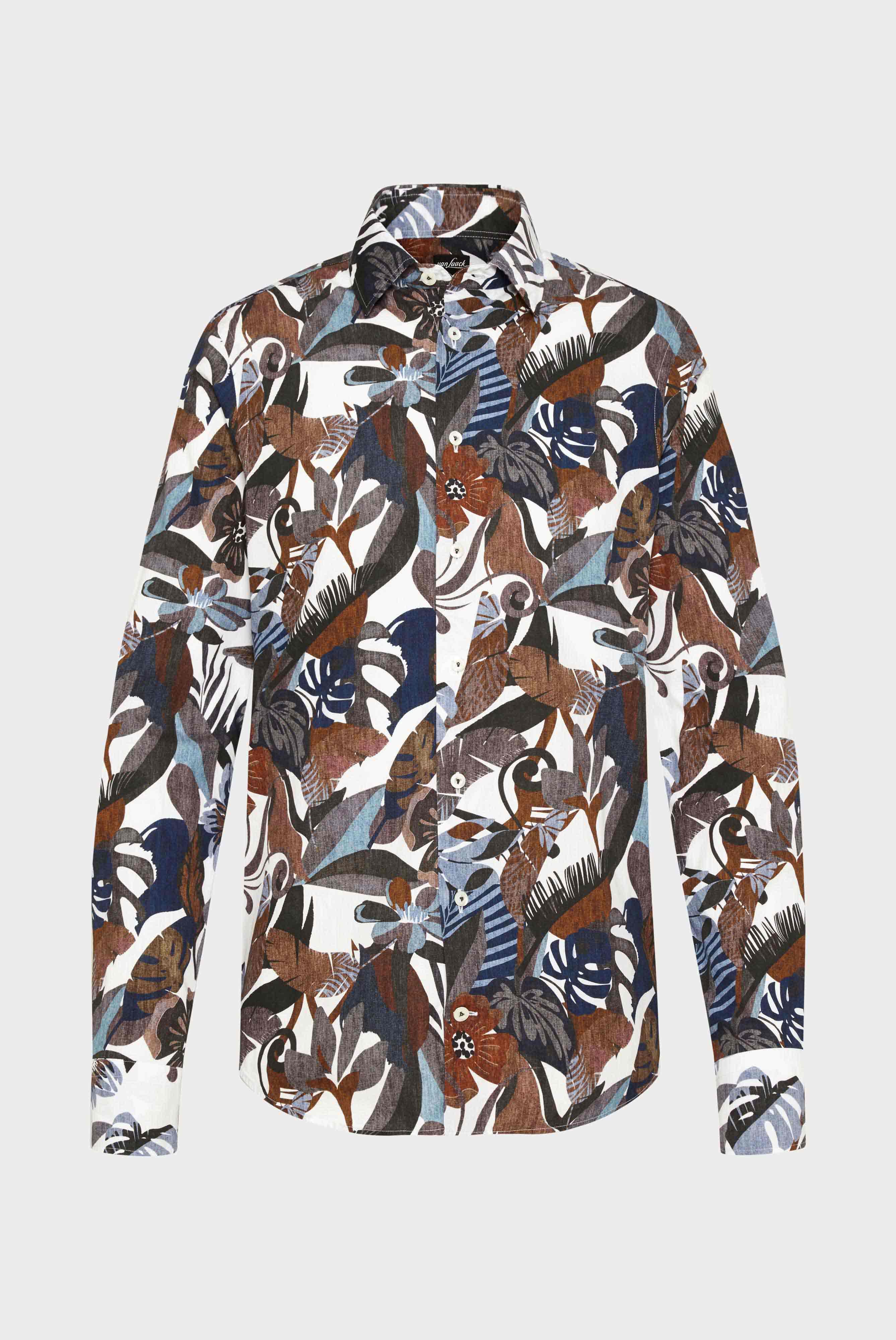 Cotton poplin shirt, white and blue