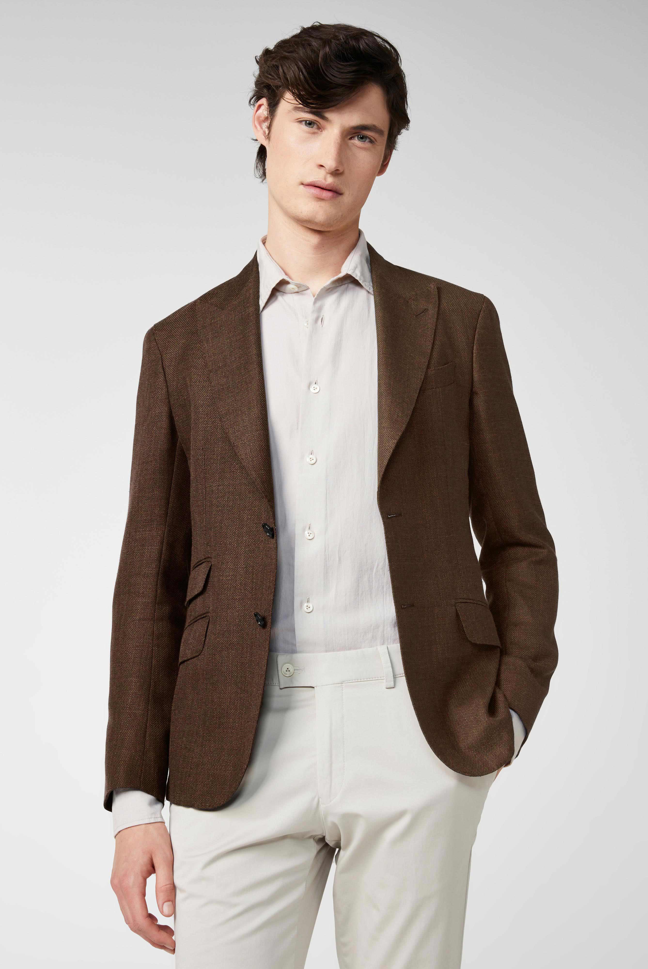 Van Laack-Strukturiertes Sakko aus Wolle mit modernem Spitzenrevers Beige-Jacken & Mäntel-Black-Deal-Outlet-by-ARCHIVIST