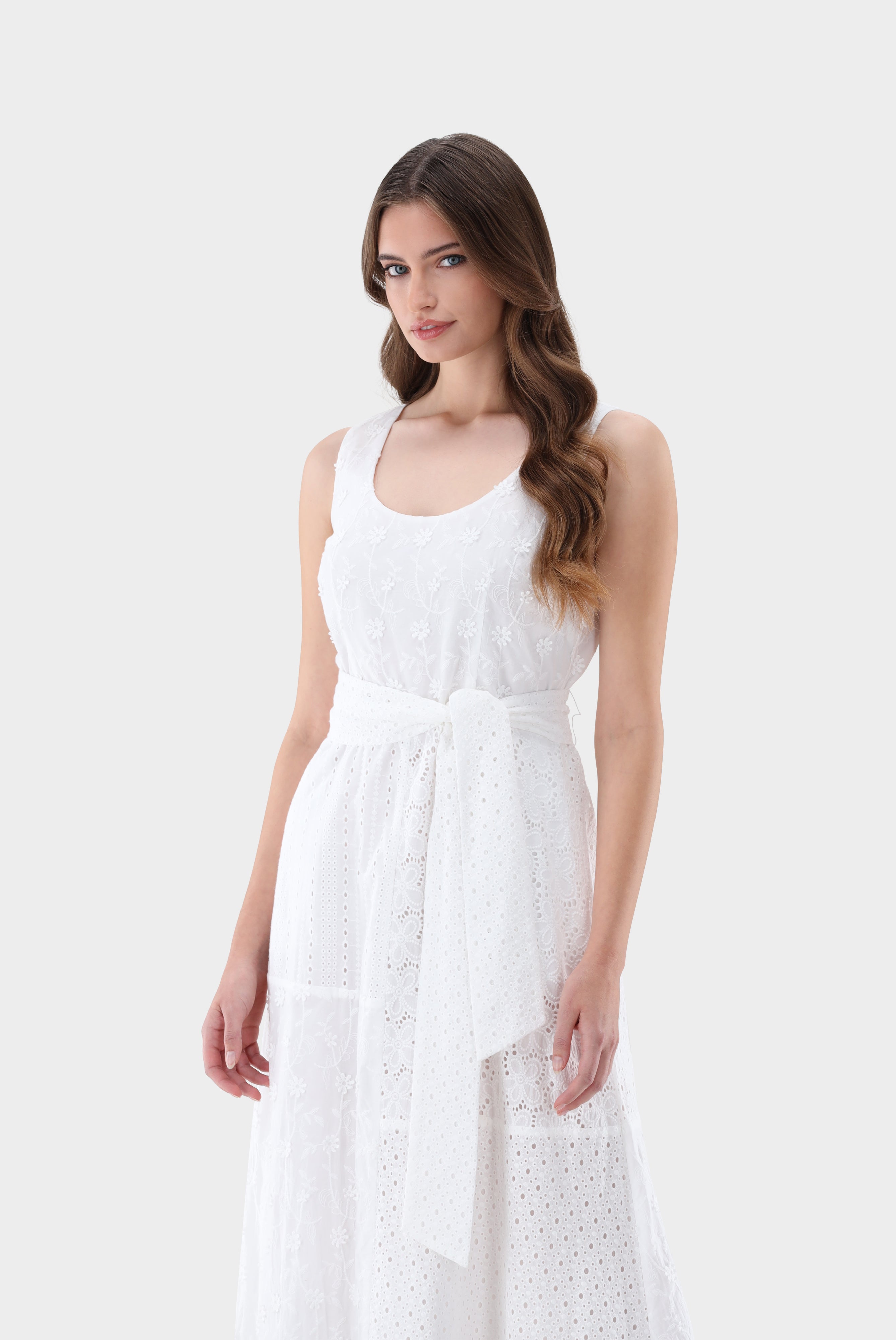 Van Laack-Ärmelloses Midi-Kleid mit Patchwork-Lochstickerei-Kleider & Röcke-Black-Deal-Outlet-by-ARCHIVIST