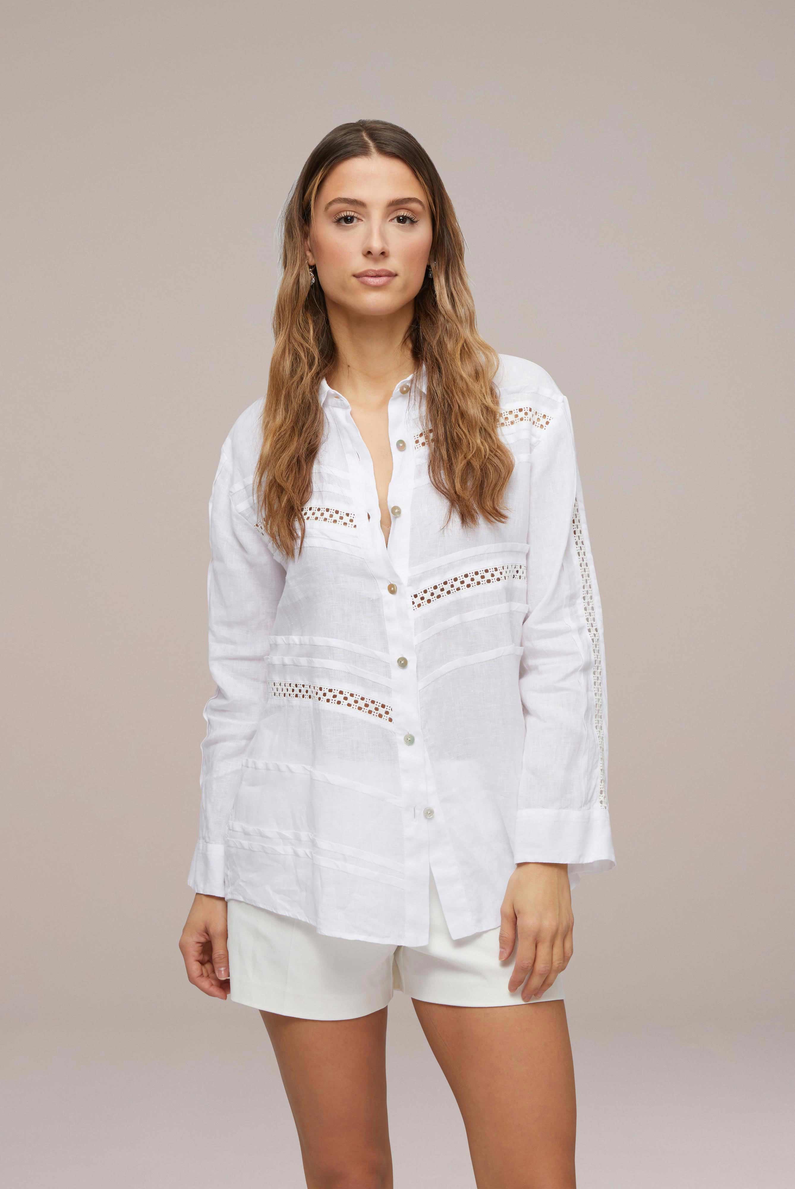 Summery linen blouse, white