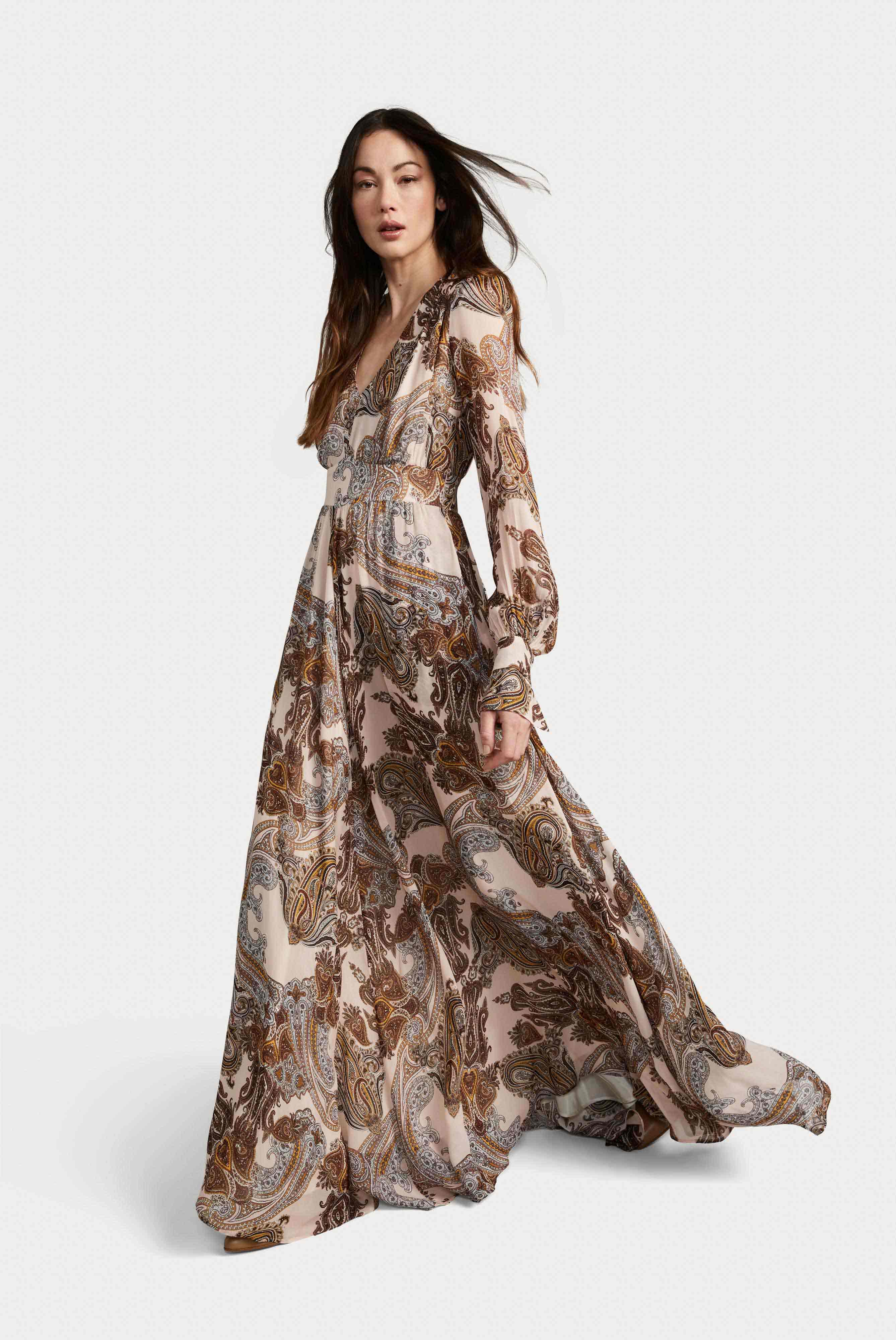 Van Laack-Langes Kleid mit Paisley Print Braun/Beige-Kleider & Röcke-Black-Deal-Outlet-by-ARCHIVIST