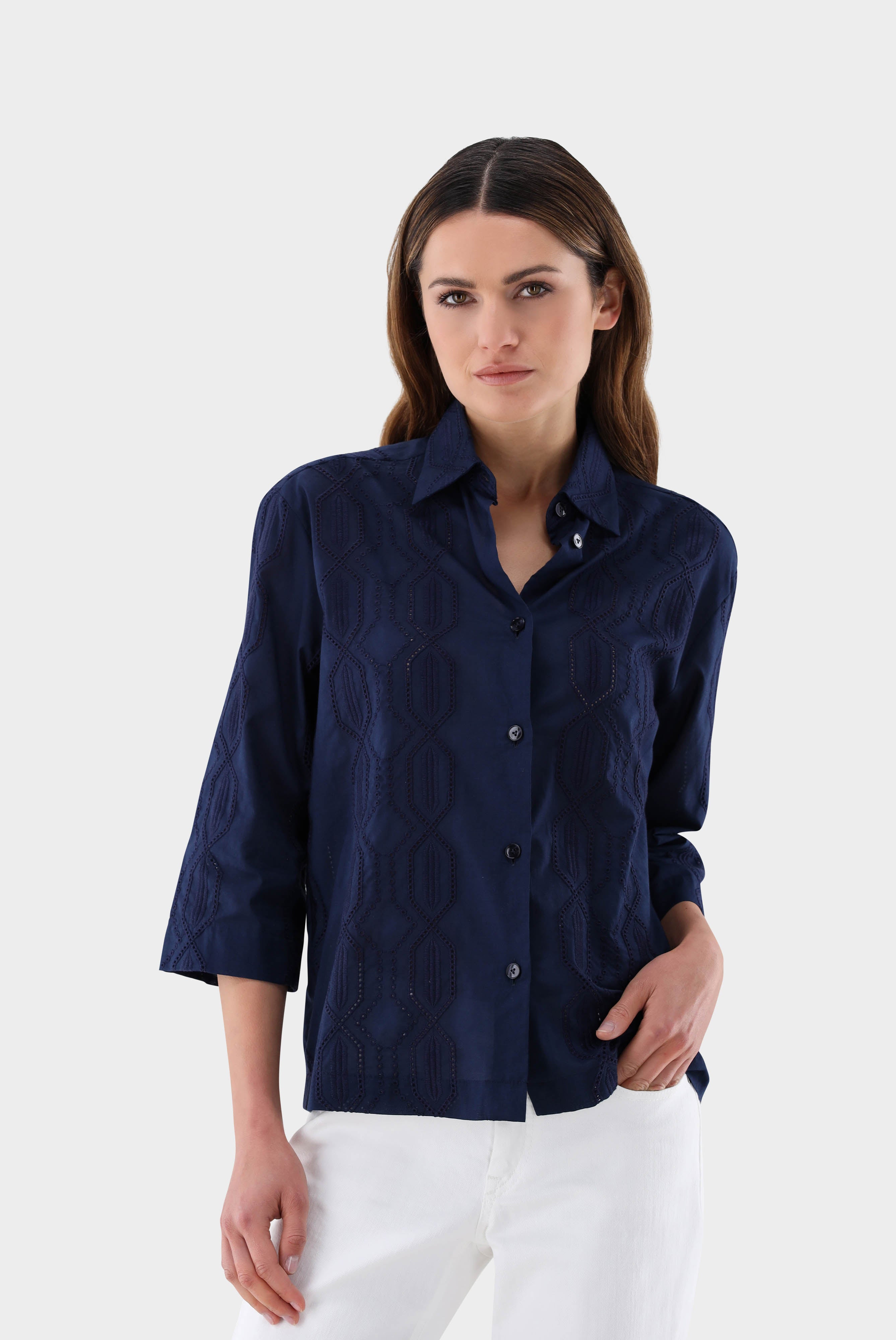 Boxy Fit Bluse mit Stickerei