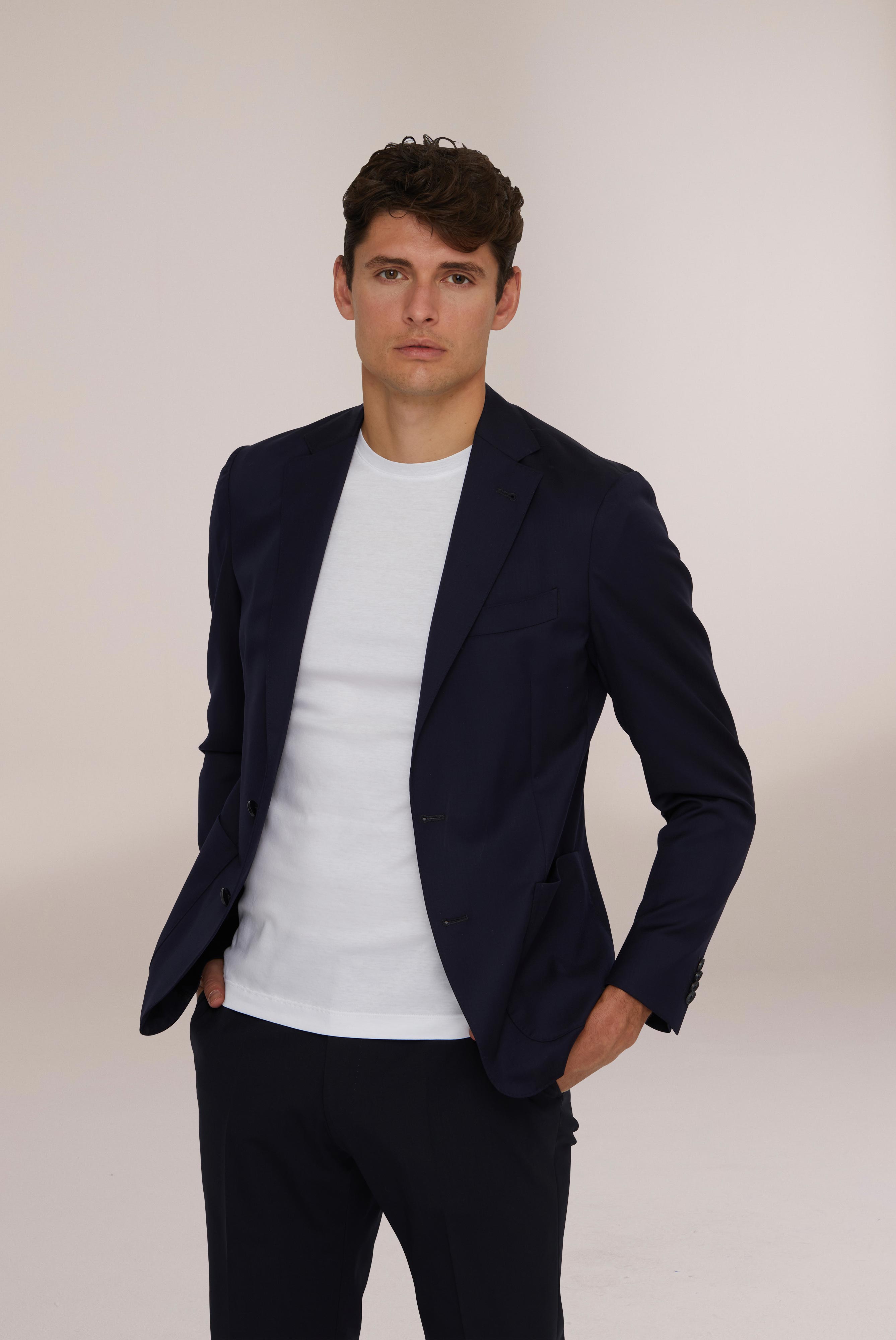 Federleichtes Zero Gravity Sakko Slim Fit aus Wolle in Dunkelblau