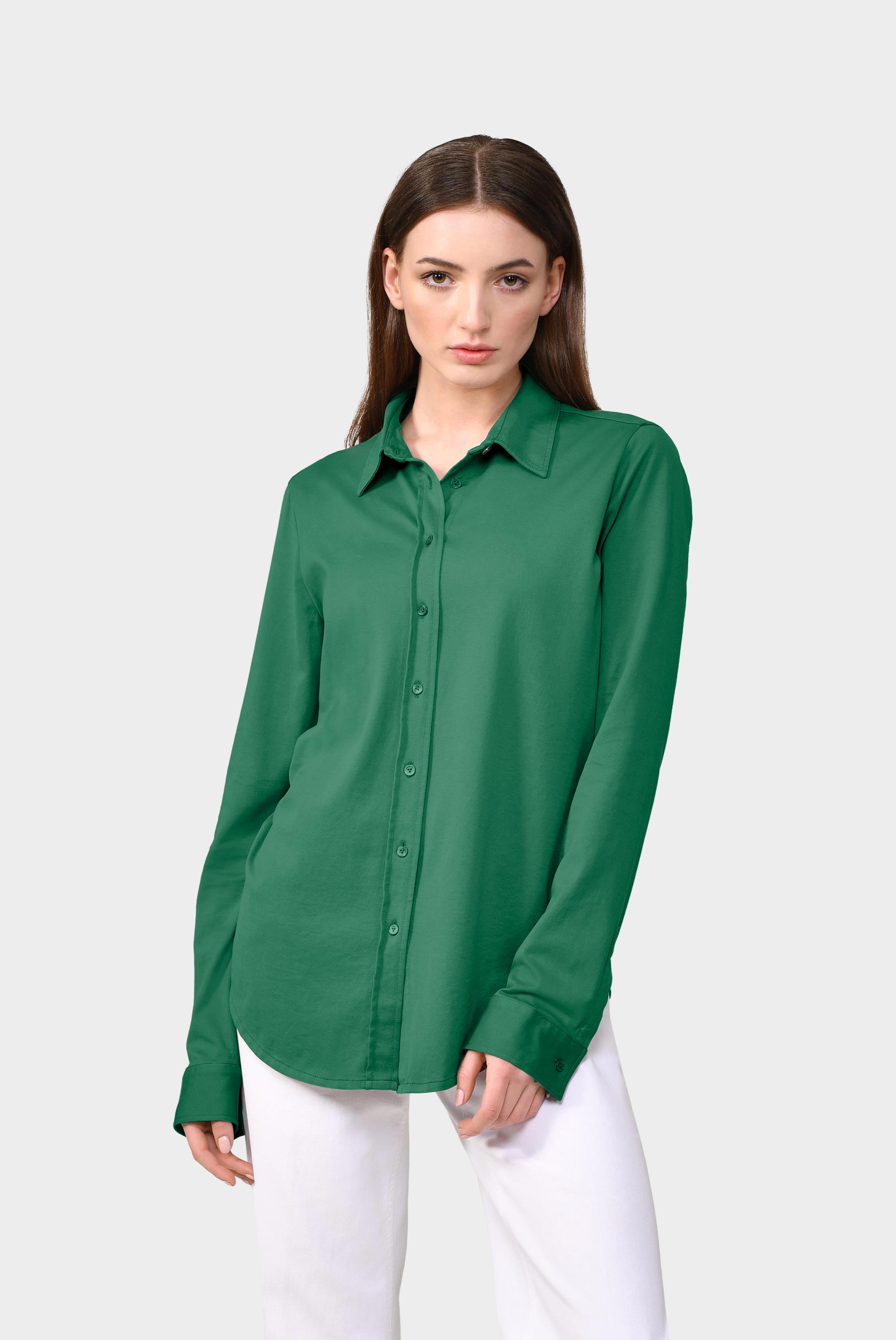 Hemdbluse aus Baumwolljersey Grün