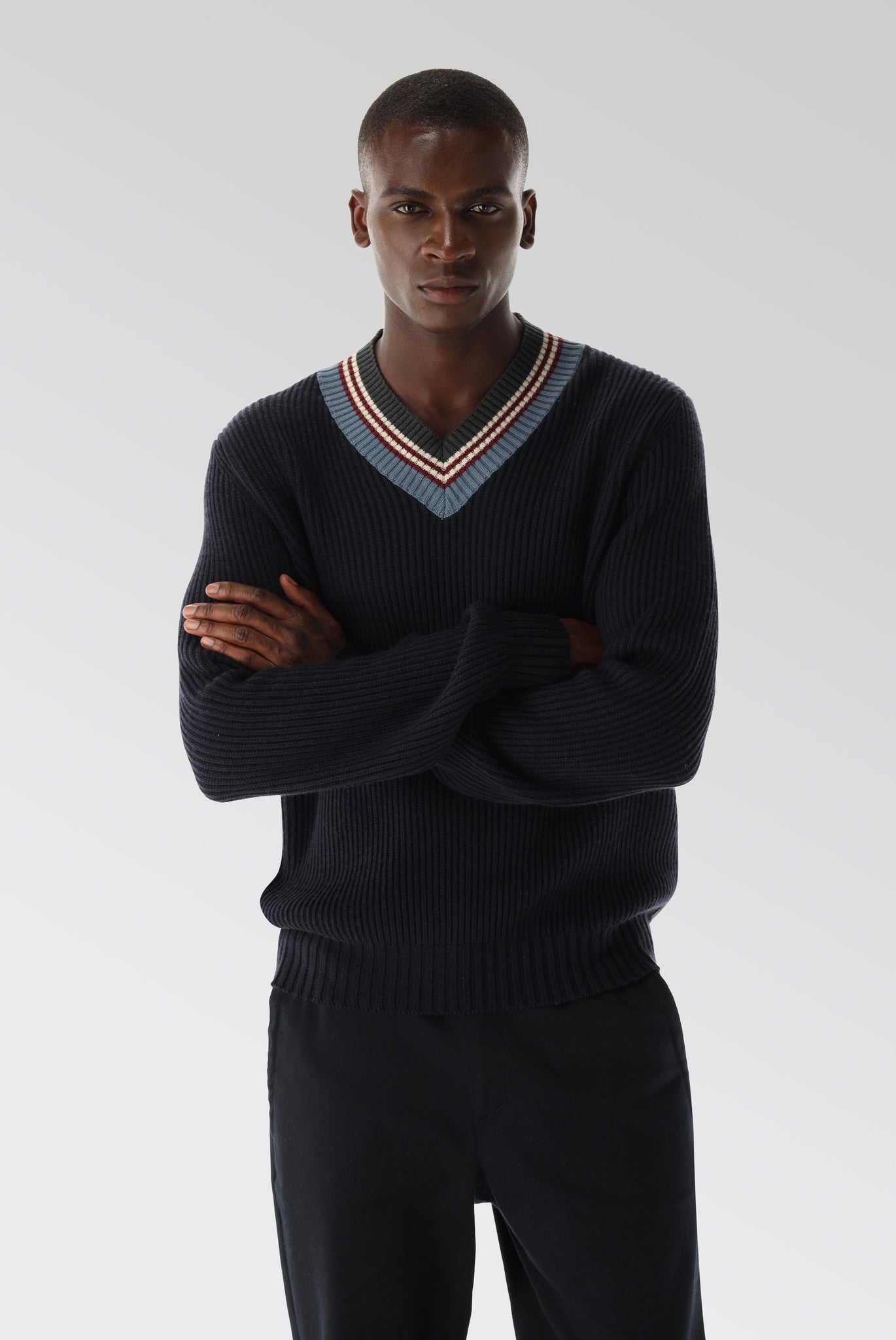 Van Laack OUTLET Pullover mit V-Ausschnitt mit Streifen Detail