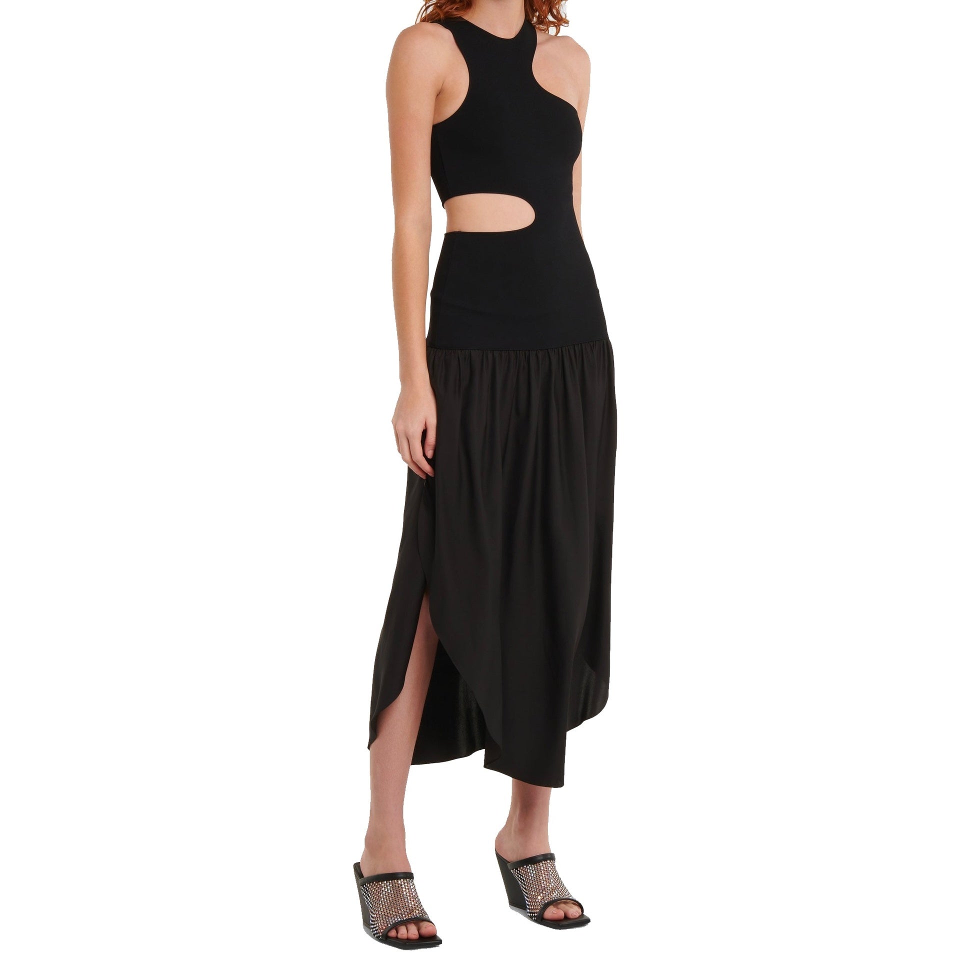 Stella Mccartney-Stella Mccartney Silk Cut-Out Maxi Dress-WOMEN CLOTHING-Black-Deal-Outlet-by-ARCHIVIST