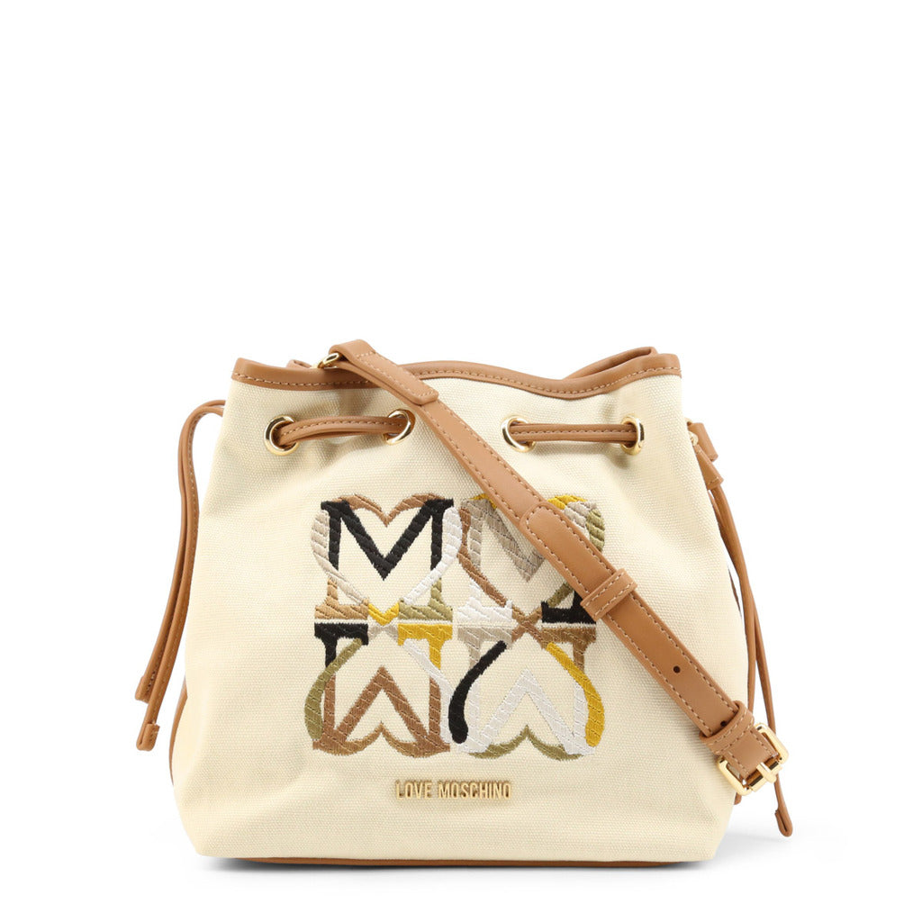 Canvas love embroidery bucket bag
