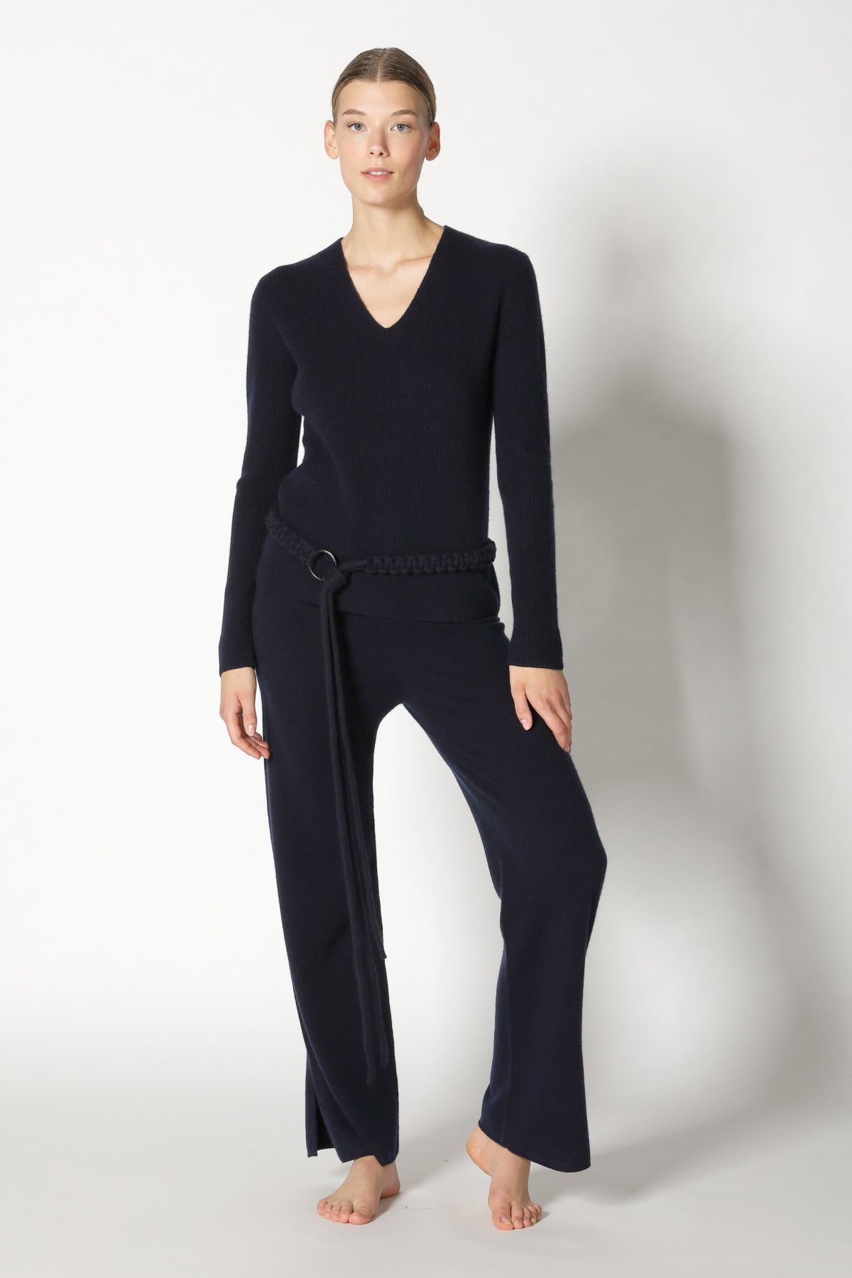 Pure Fitted Rib V Neck