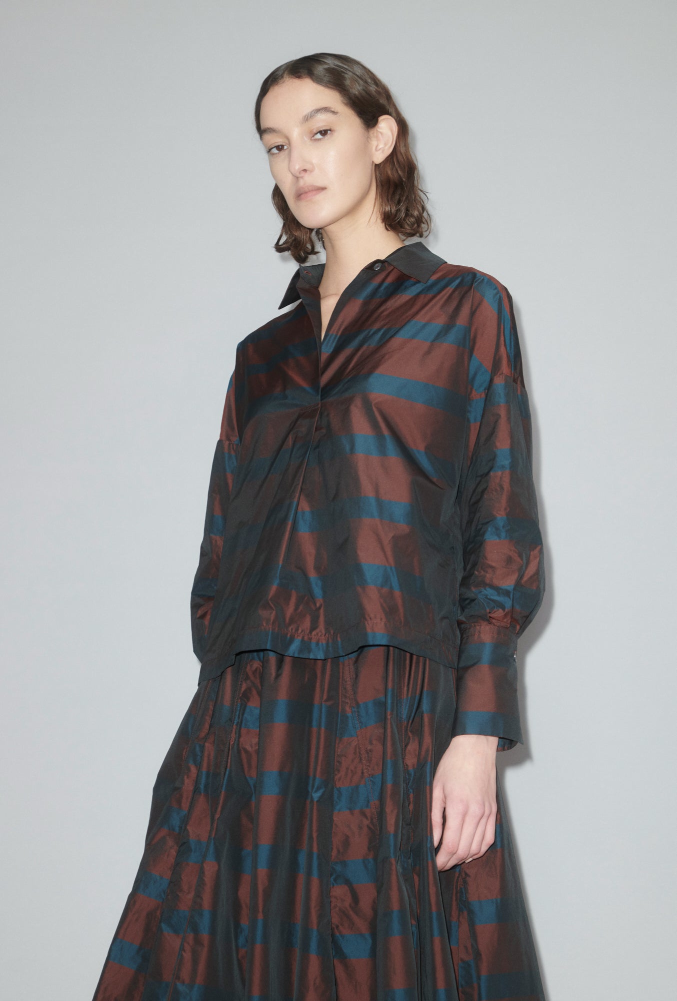 Striped taffeta blouse