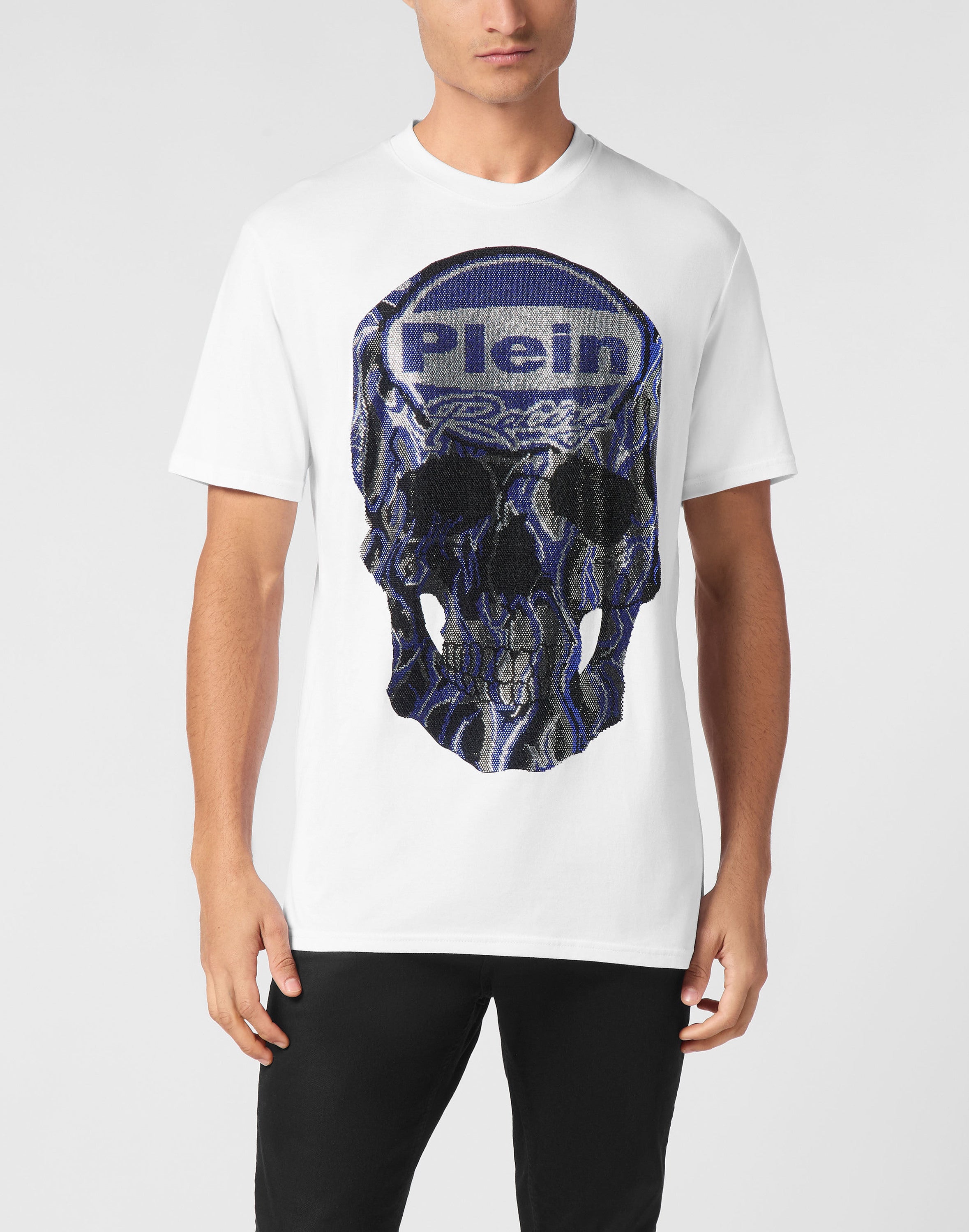 Jersey T-shirt Round Neck SS Strass Skull